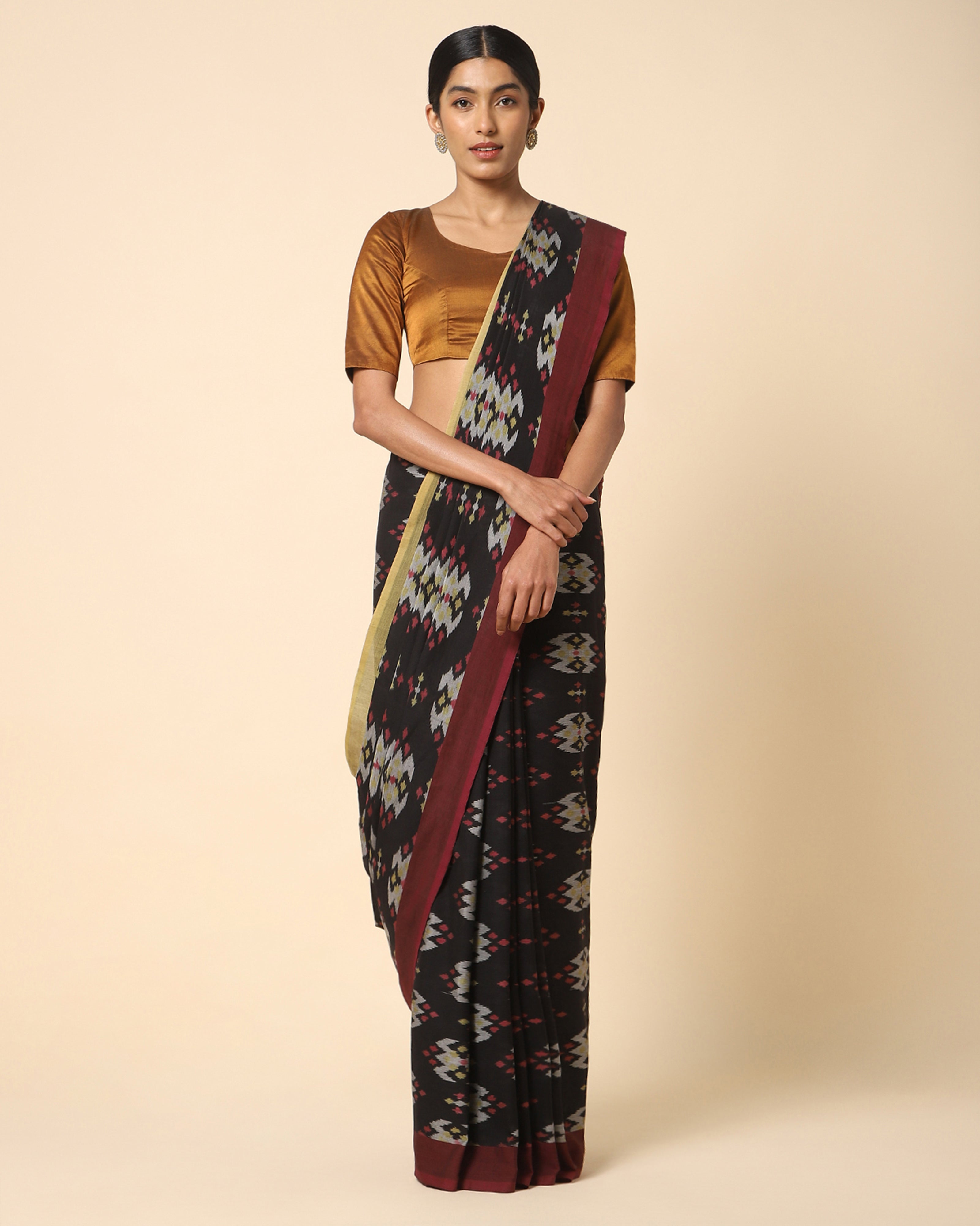 Jivya Pochampally Warp Ikat Cotton Saree