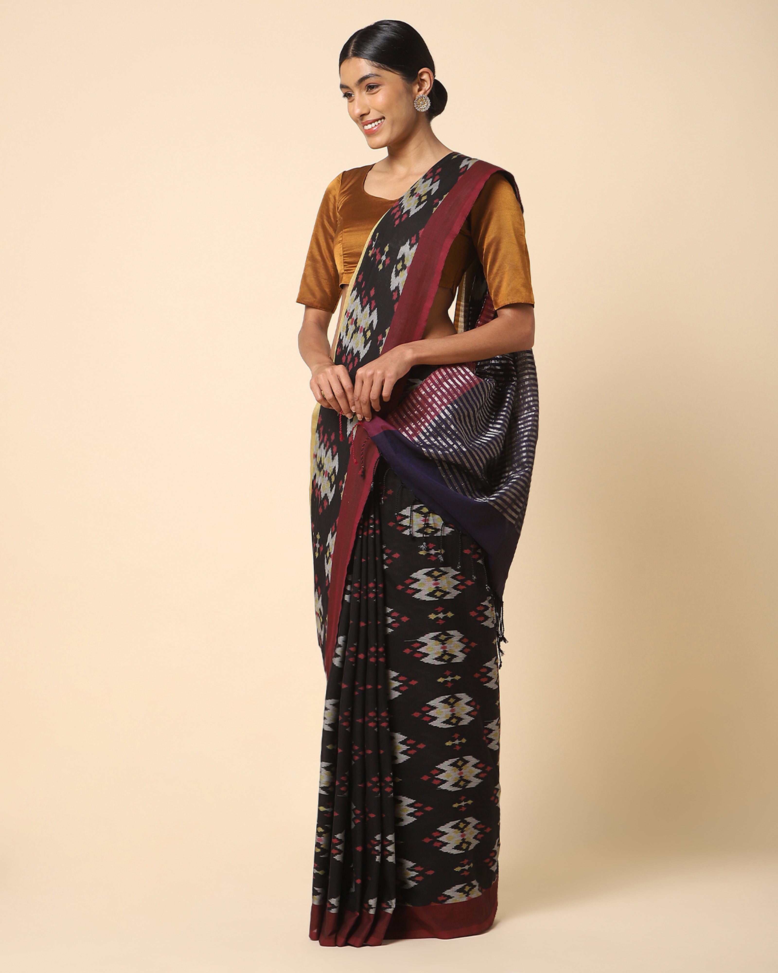 Jivya Pochampally Warp Ikat Cotton Saree