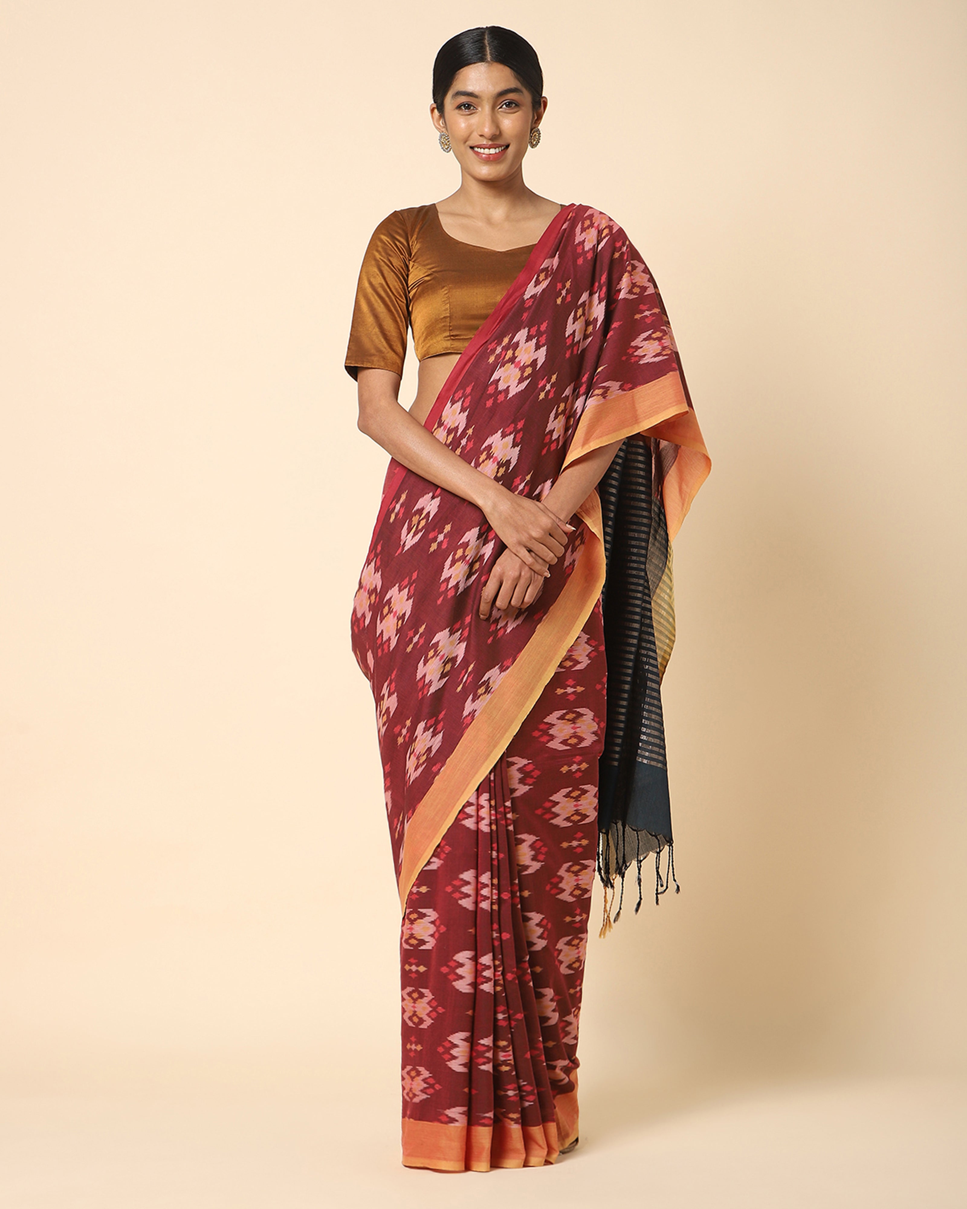 Jivya Pochampally Warp Ikat Cotton Saree