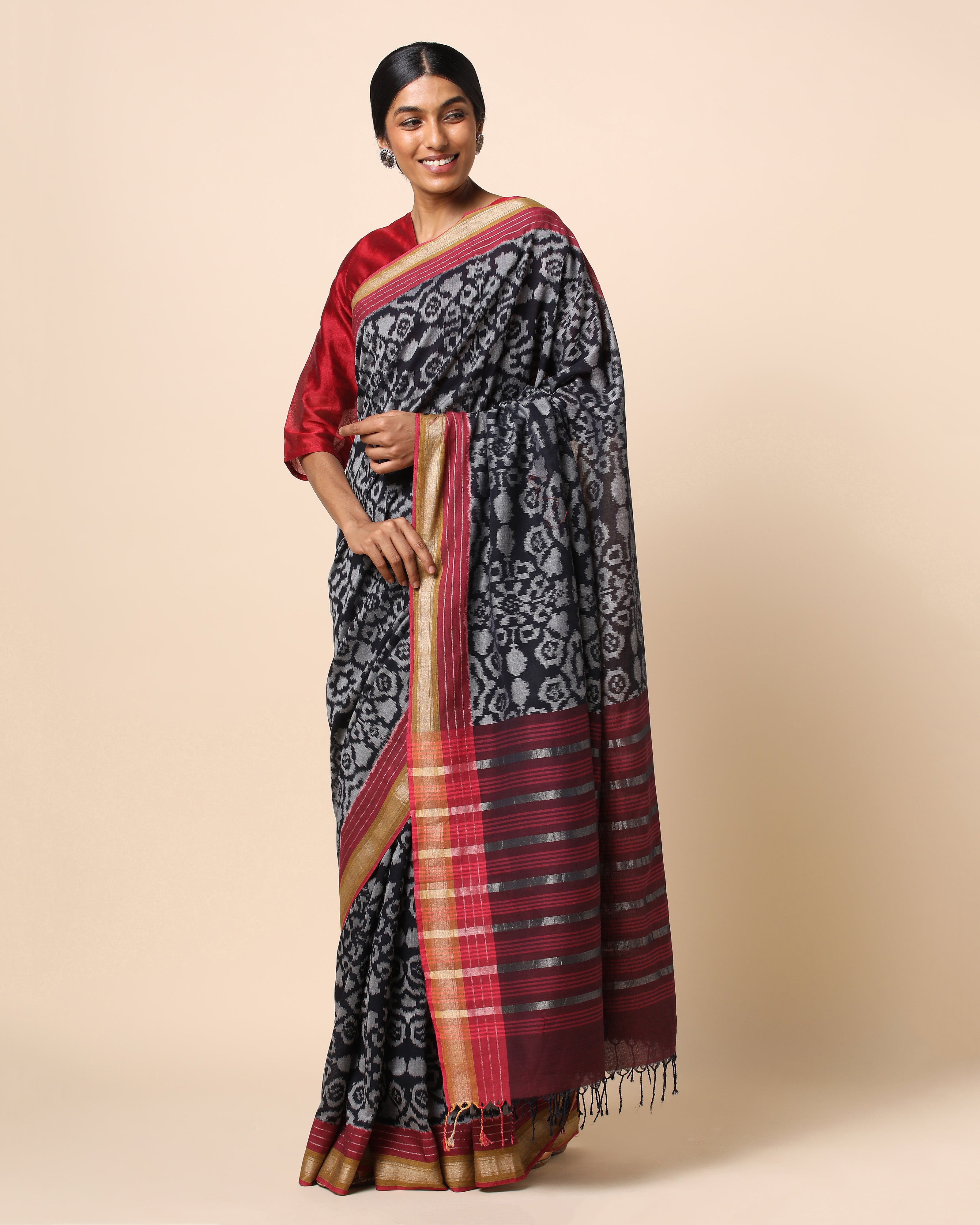 Banvi Pochampally Weft Ikat Cotton Saree