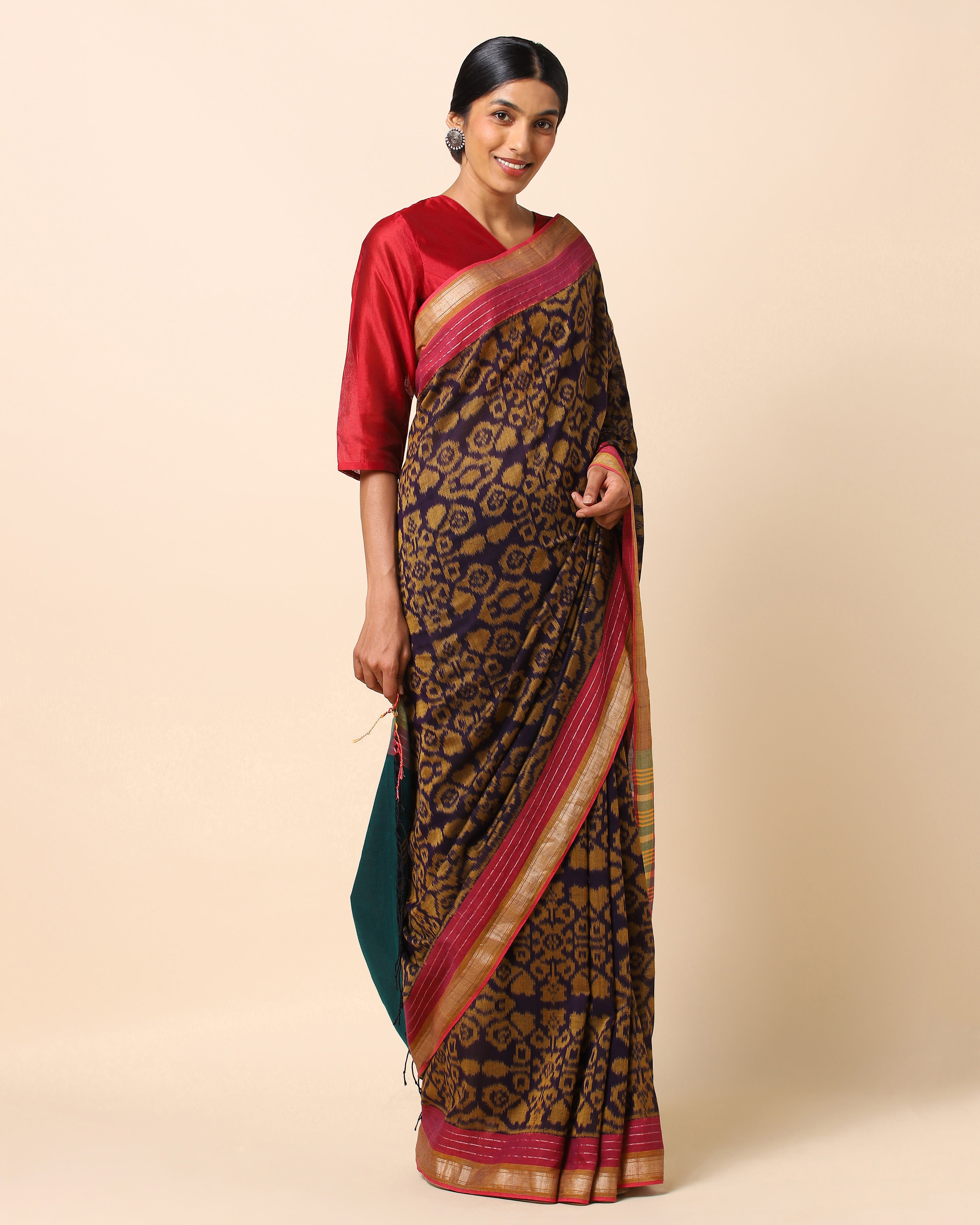 Banvi Pochampally Weft Ikat Cotton Saree
