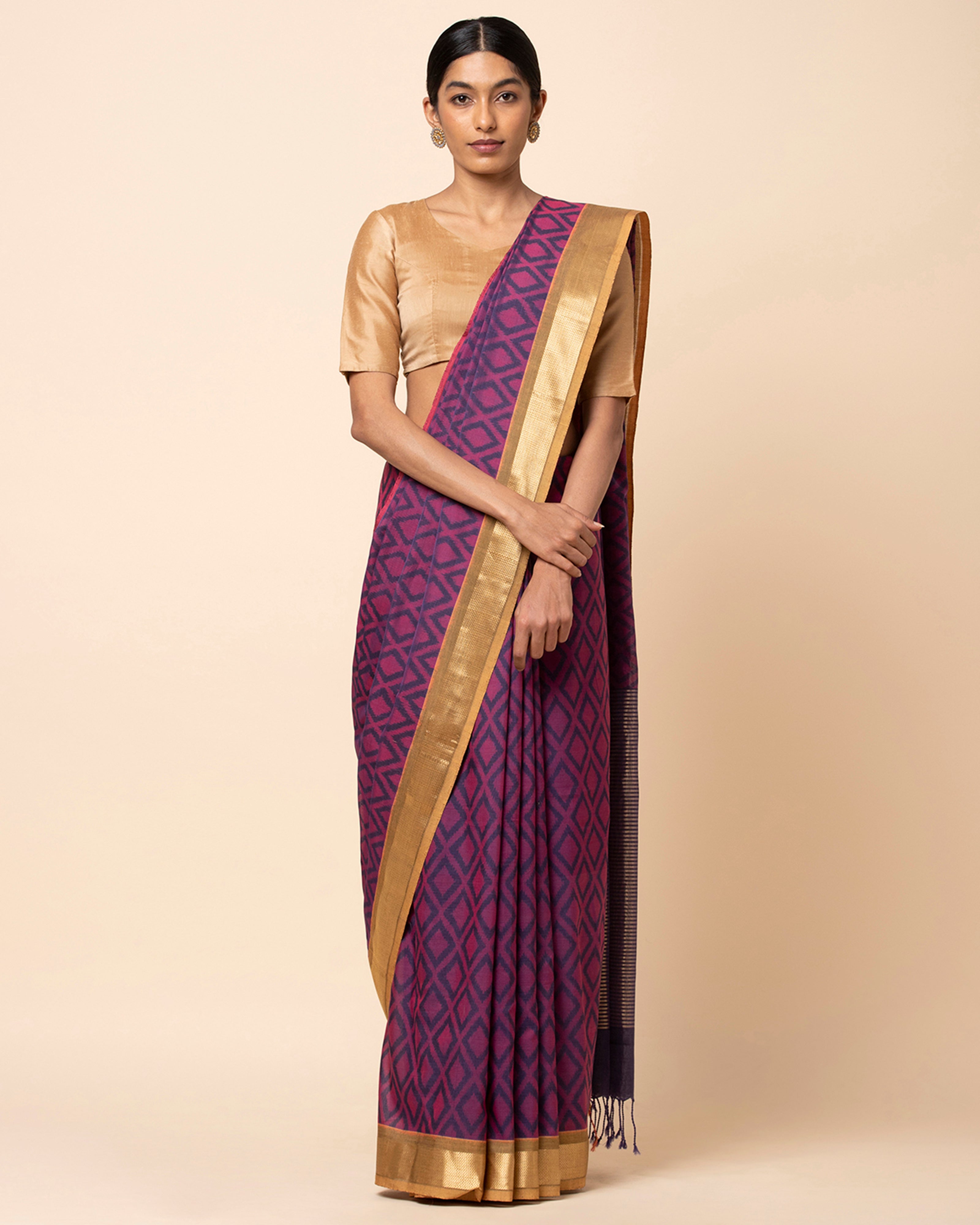 Gheethi Pochampally Weft Ikat Cotton Saree