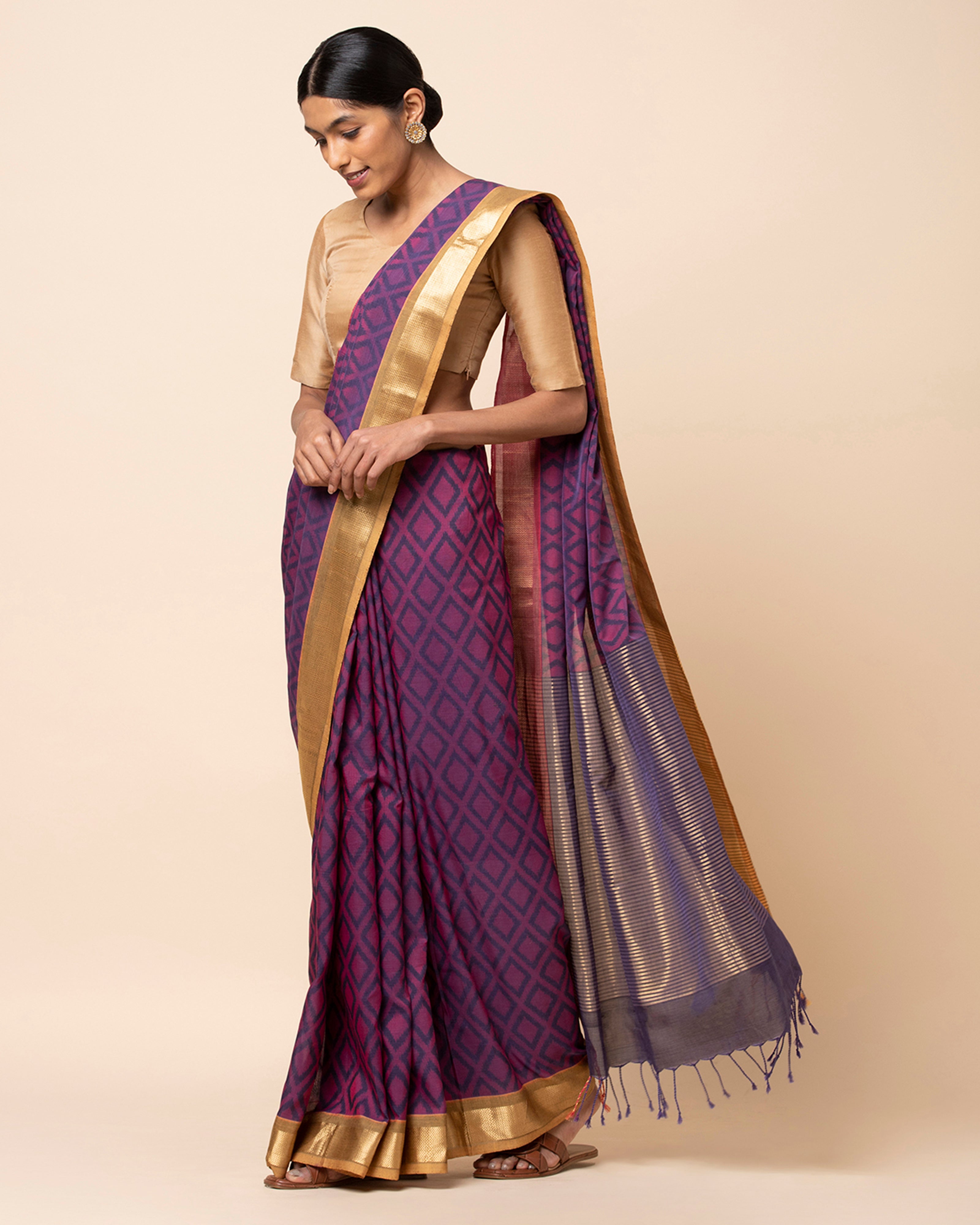 Gheethi Pochampally Weft Ikat Cotton Saree