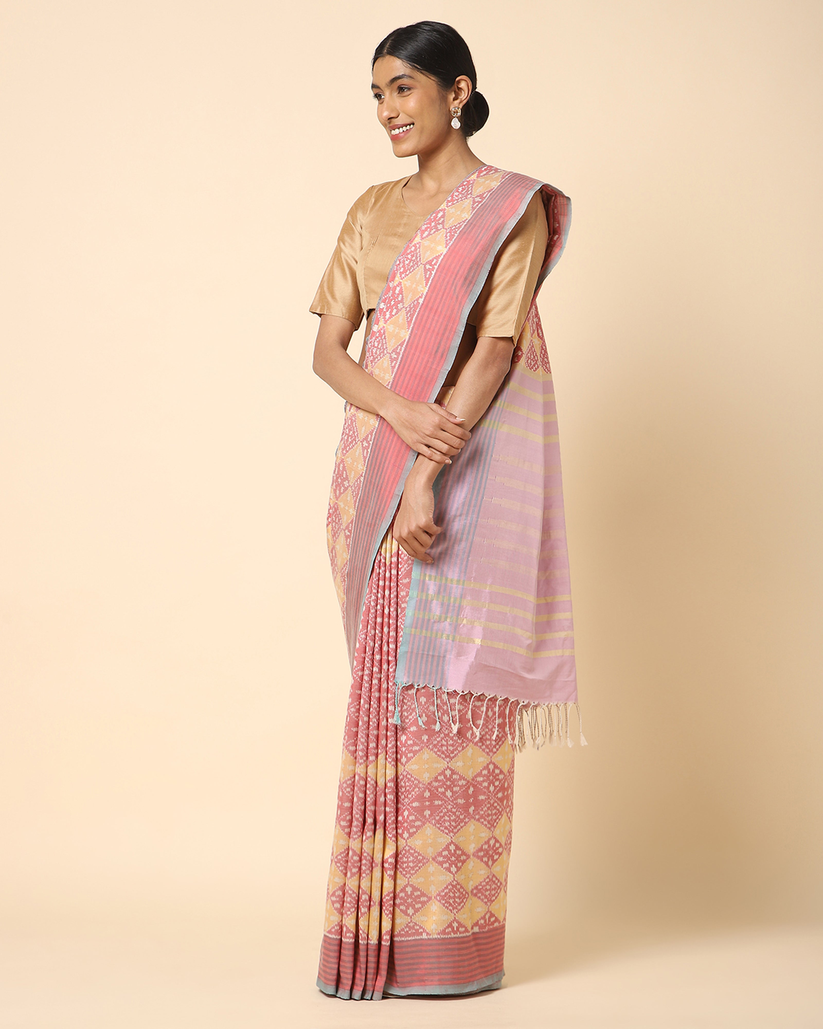Parvini Pochampally Weft Ikat Cotton Silk Saree