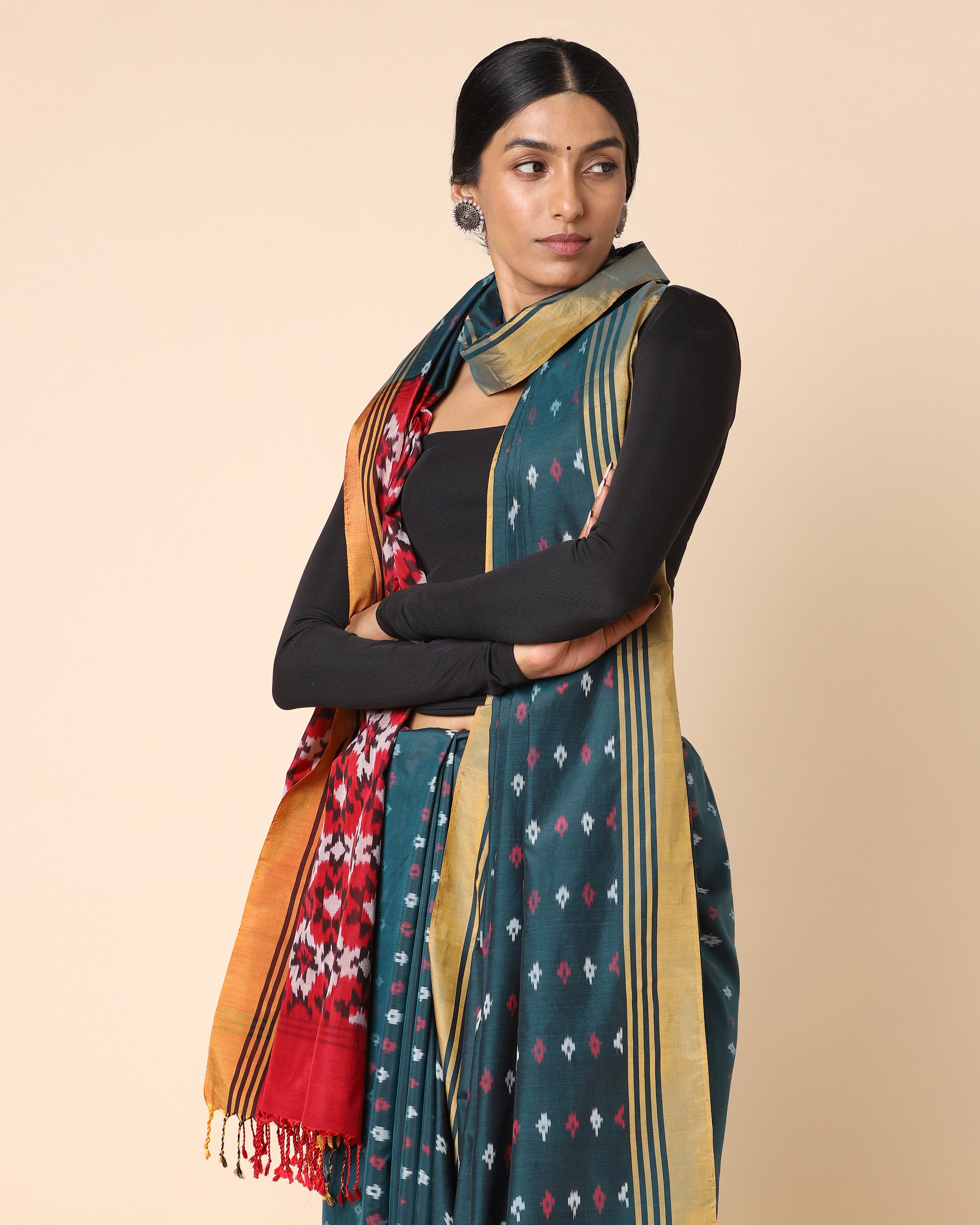 Poonam Pochampally Warp Ikat Silk Saree