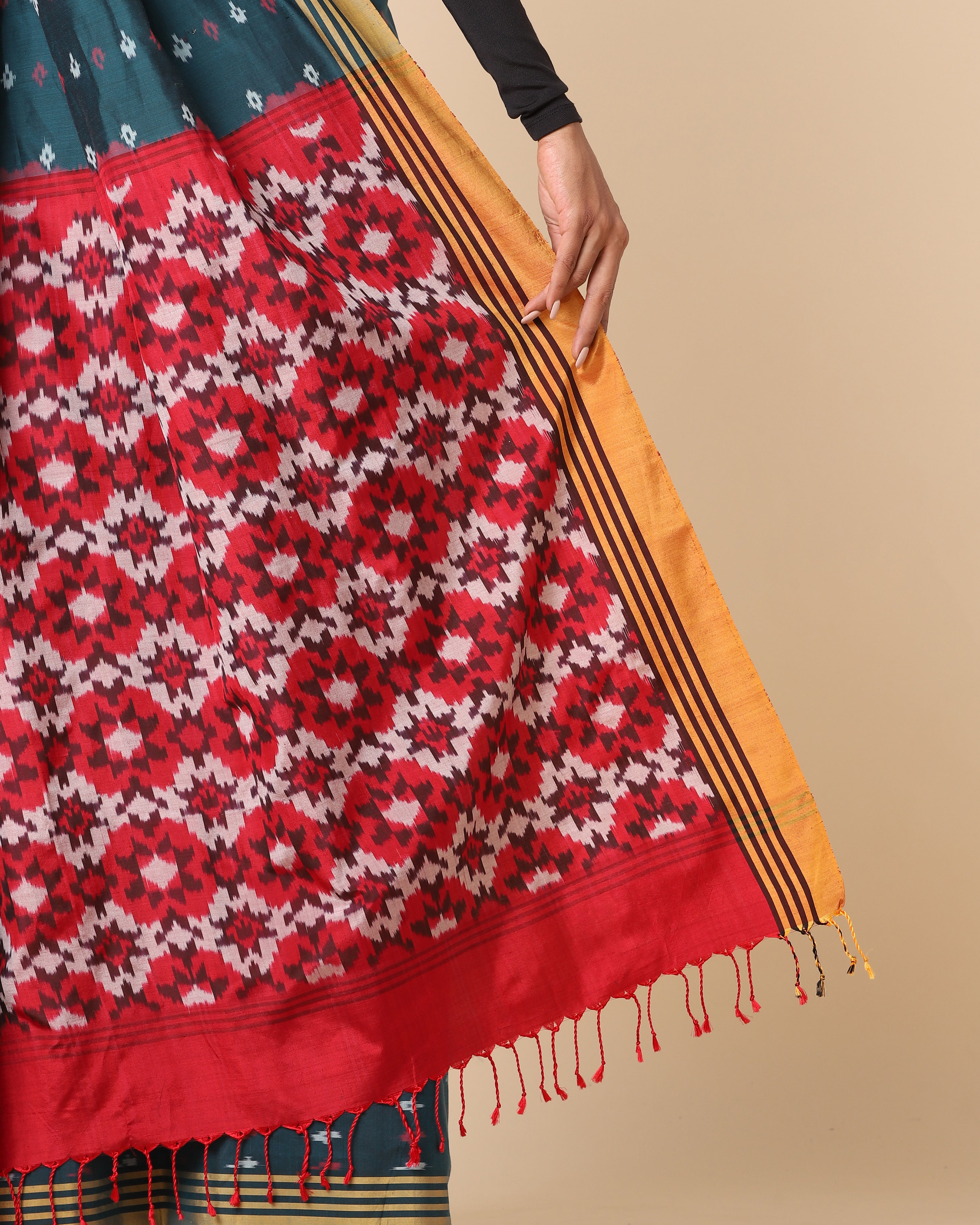 Poonam Pochampally Warp Ikat Silk Saree