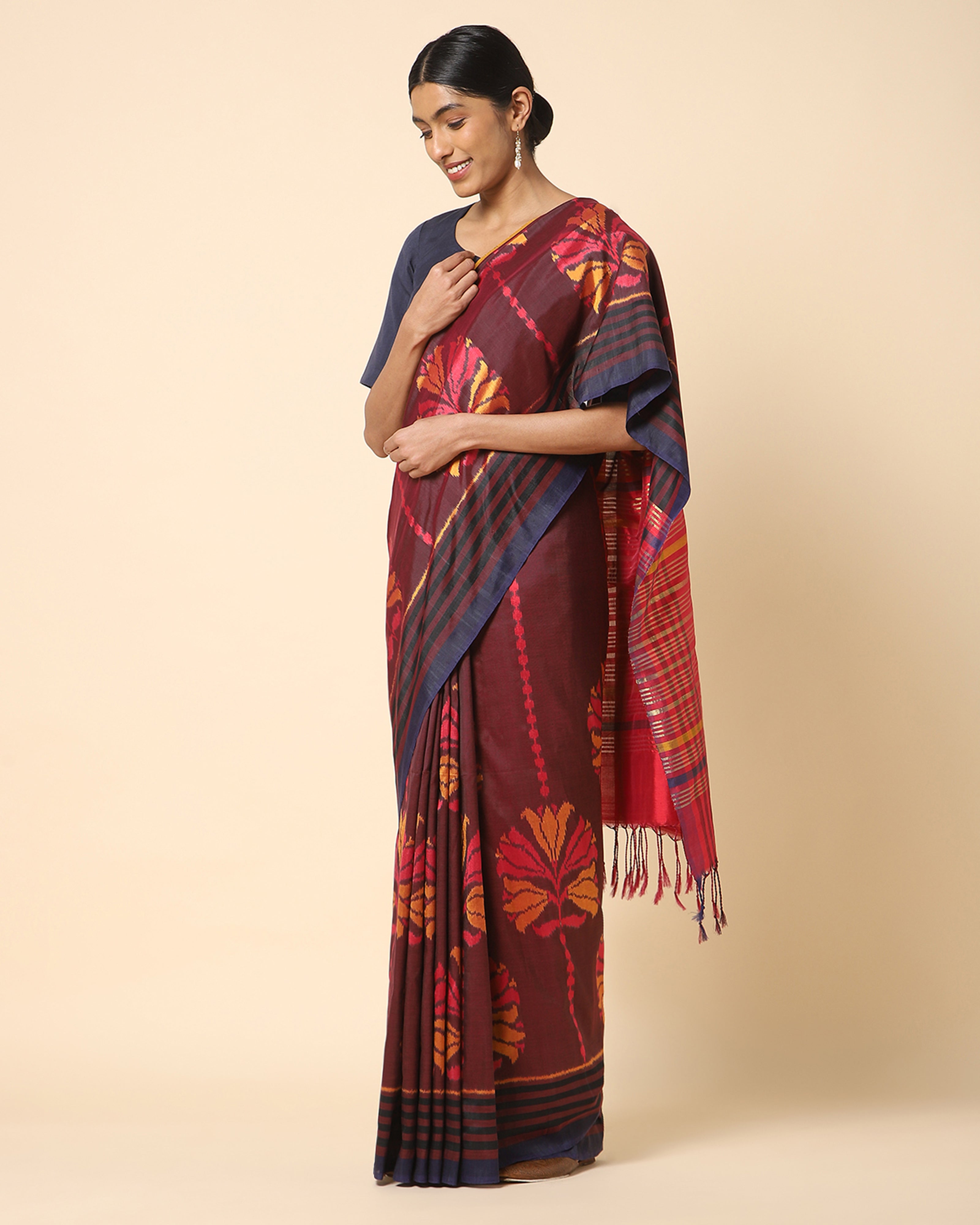 Pavani Pochampally Weft Ikat Cotton Silk Saree
