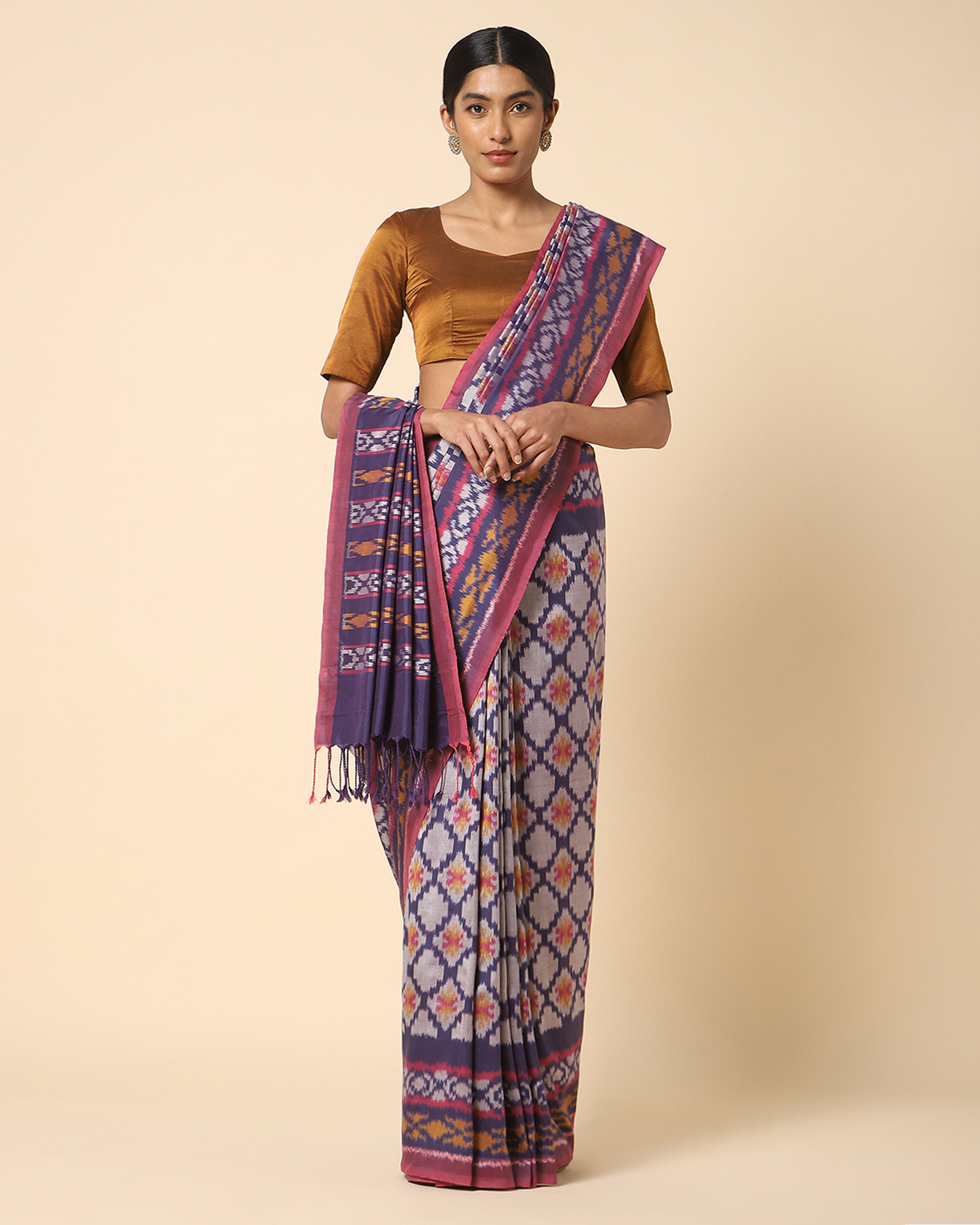 Vaishnavi Pochampally Weft Ikat Cotton Silk Saree