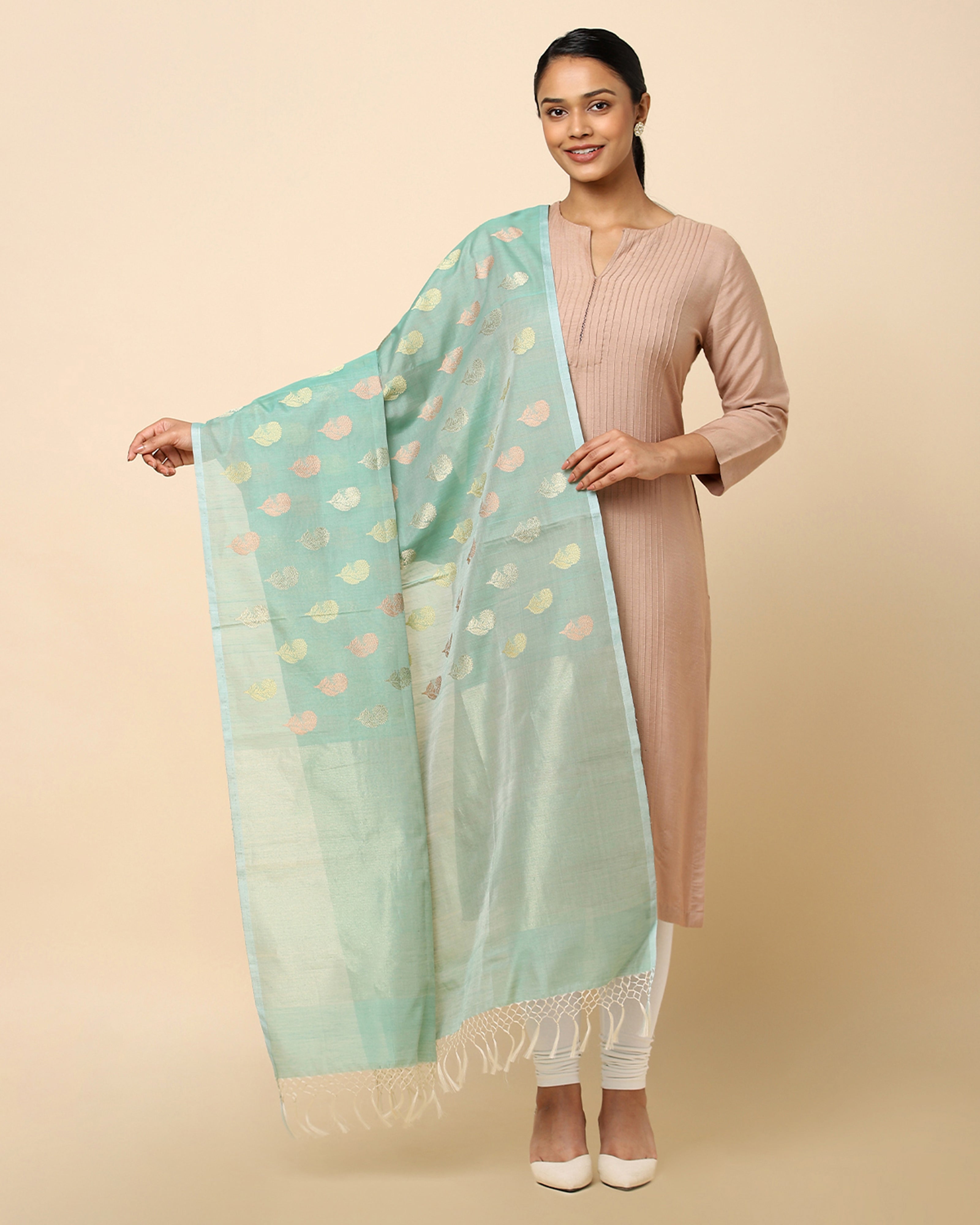 Gulab Banarasi Kadwa Silk Cotton Dupatta
