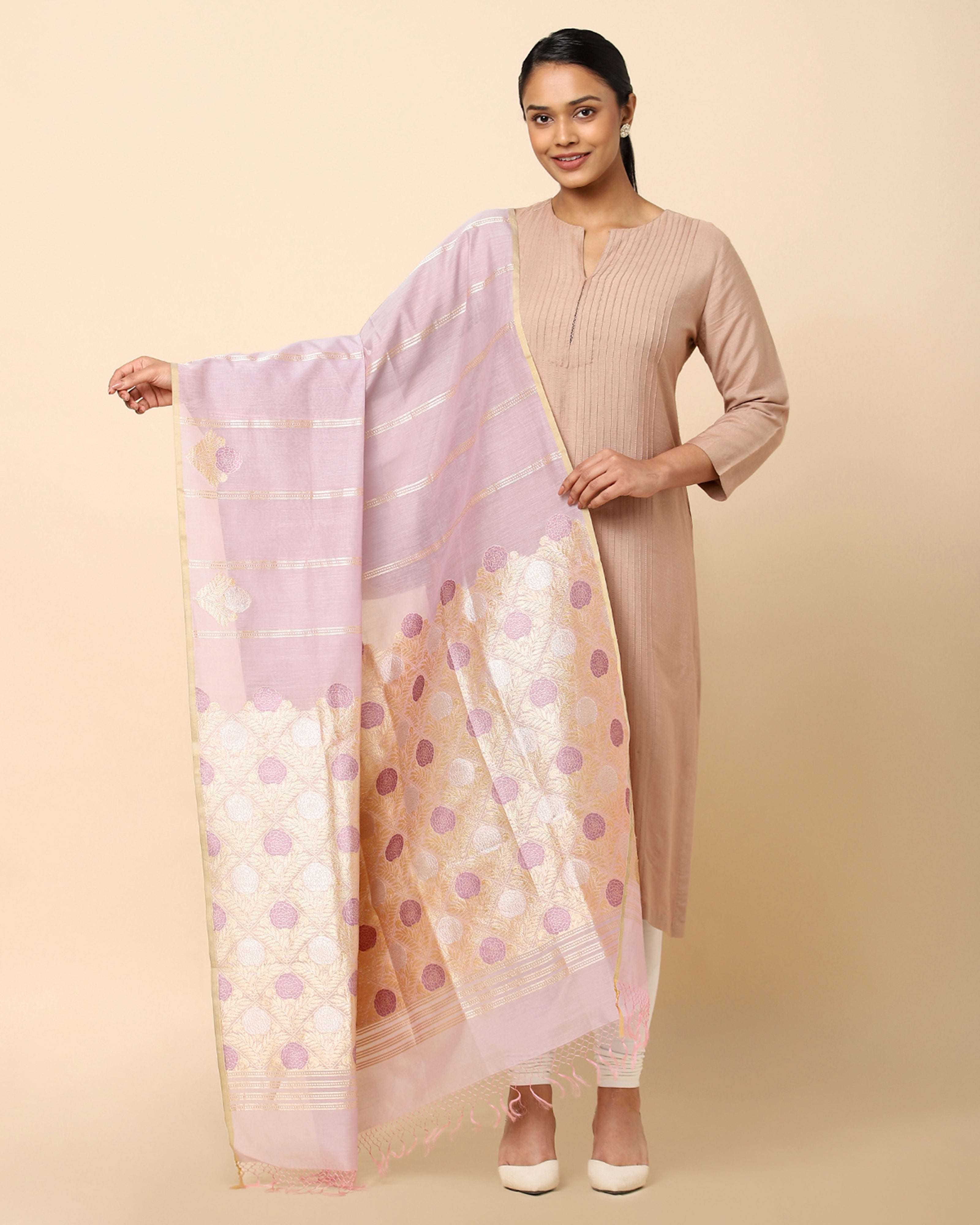 Ishvari Banarasi Kadwa Silk Cotton Dupatta