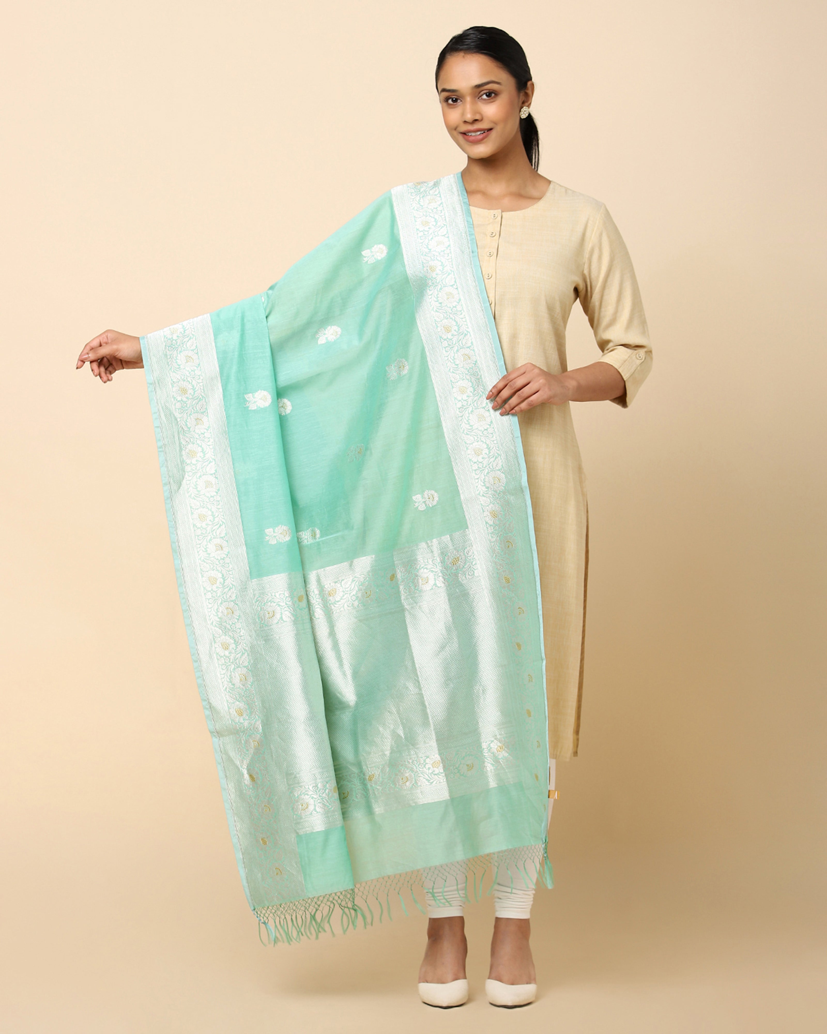 Keerti Banarasi Kadwa Silk Cotton Dupatta