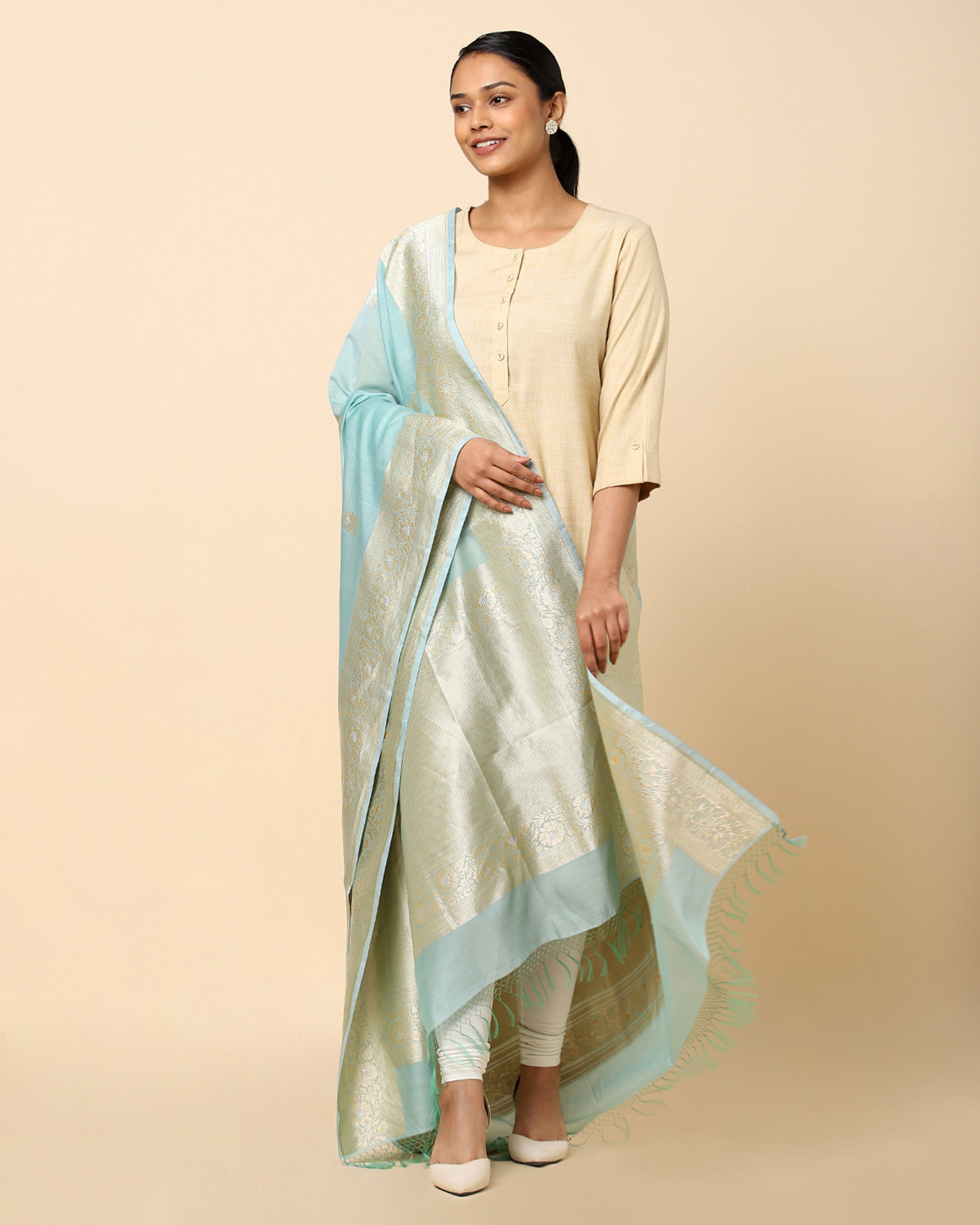 Keerti Banarasi Kadwa Silk Cotton Dupatta