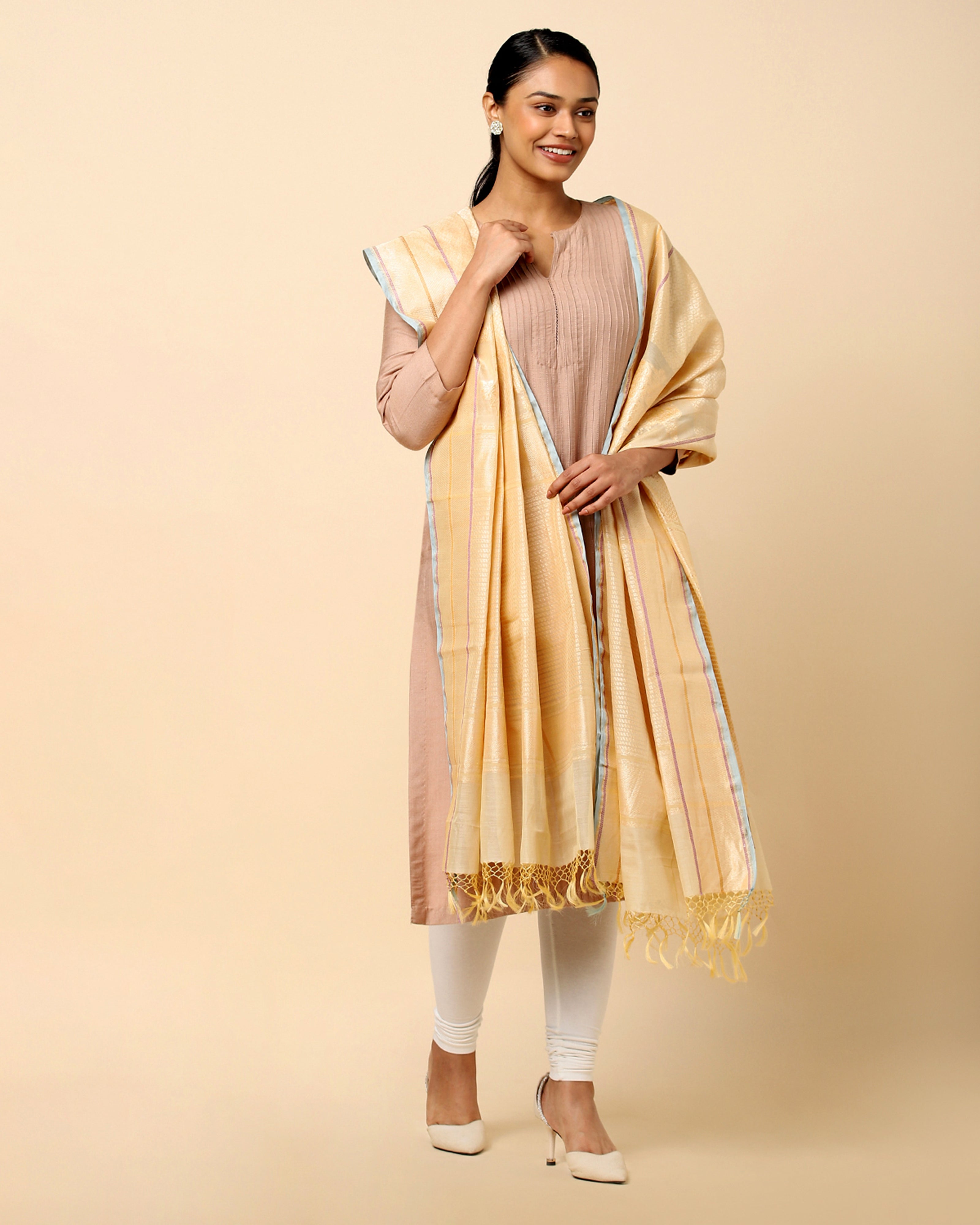 Asavari Banarasi Fekwa Silk Cotton Dupatta