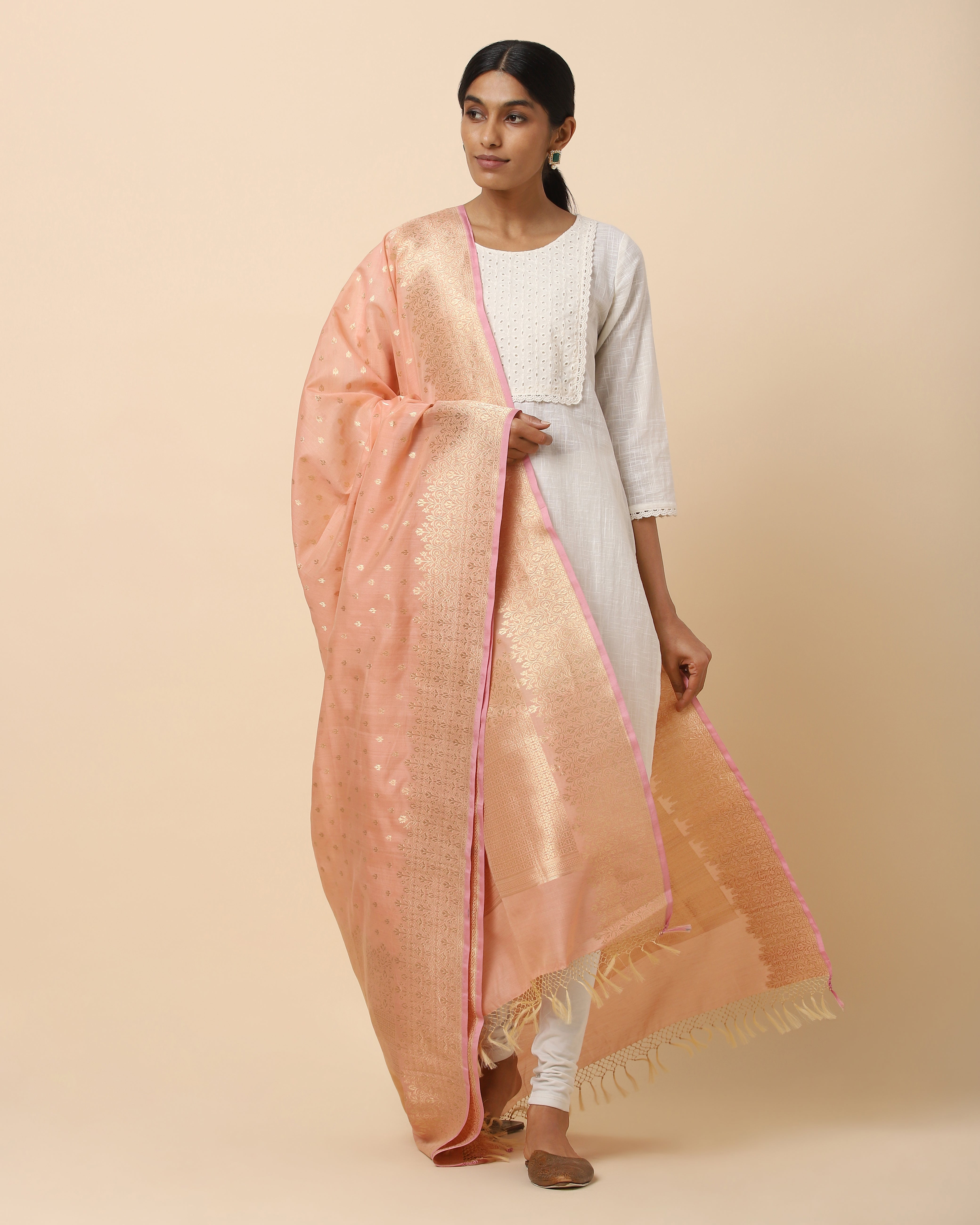 Swasti Banarasi Cutwork Silk Cotton Dupatta