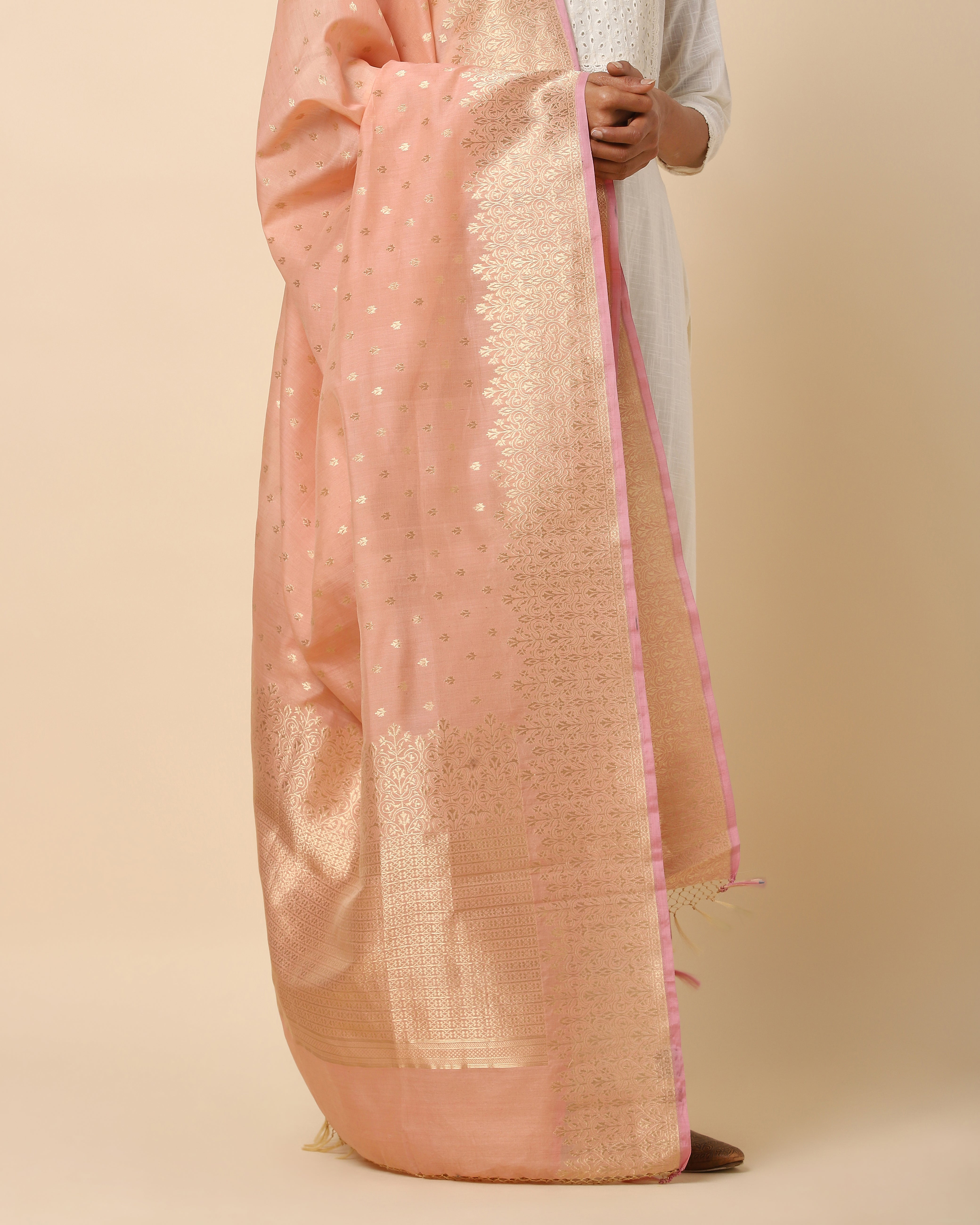 Swasti Banarasi Cutwork Silk Cotton Dupatta