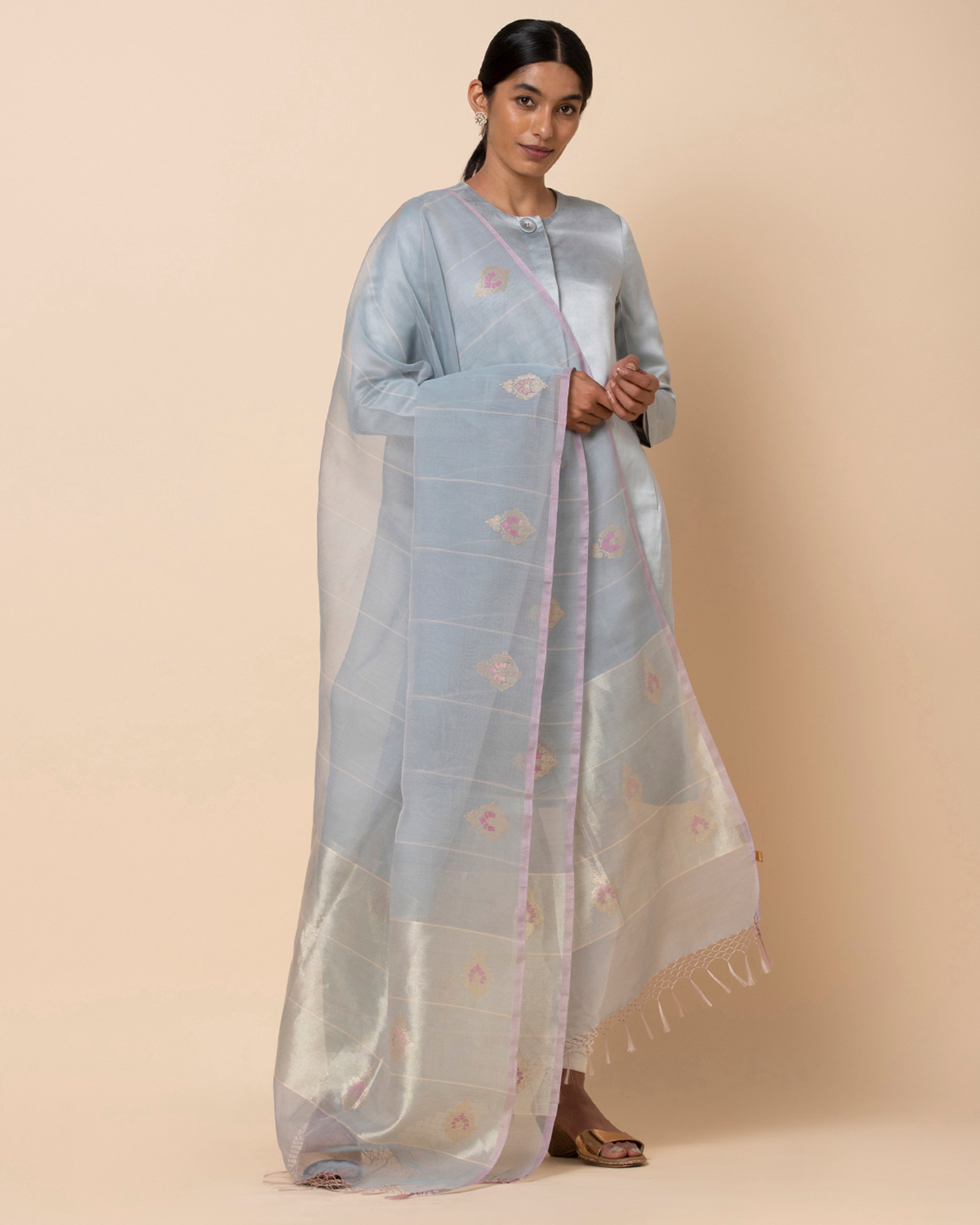 Parthee Banarasi Jamdani Silk Cotton Dupatta