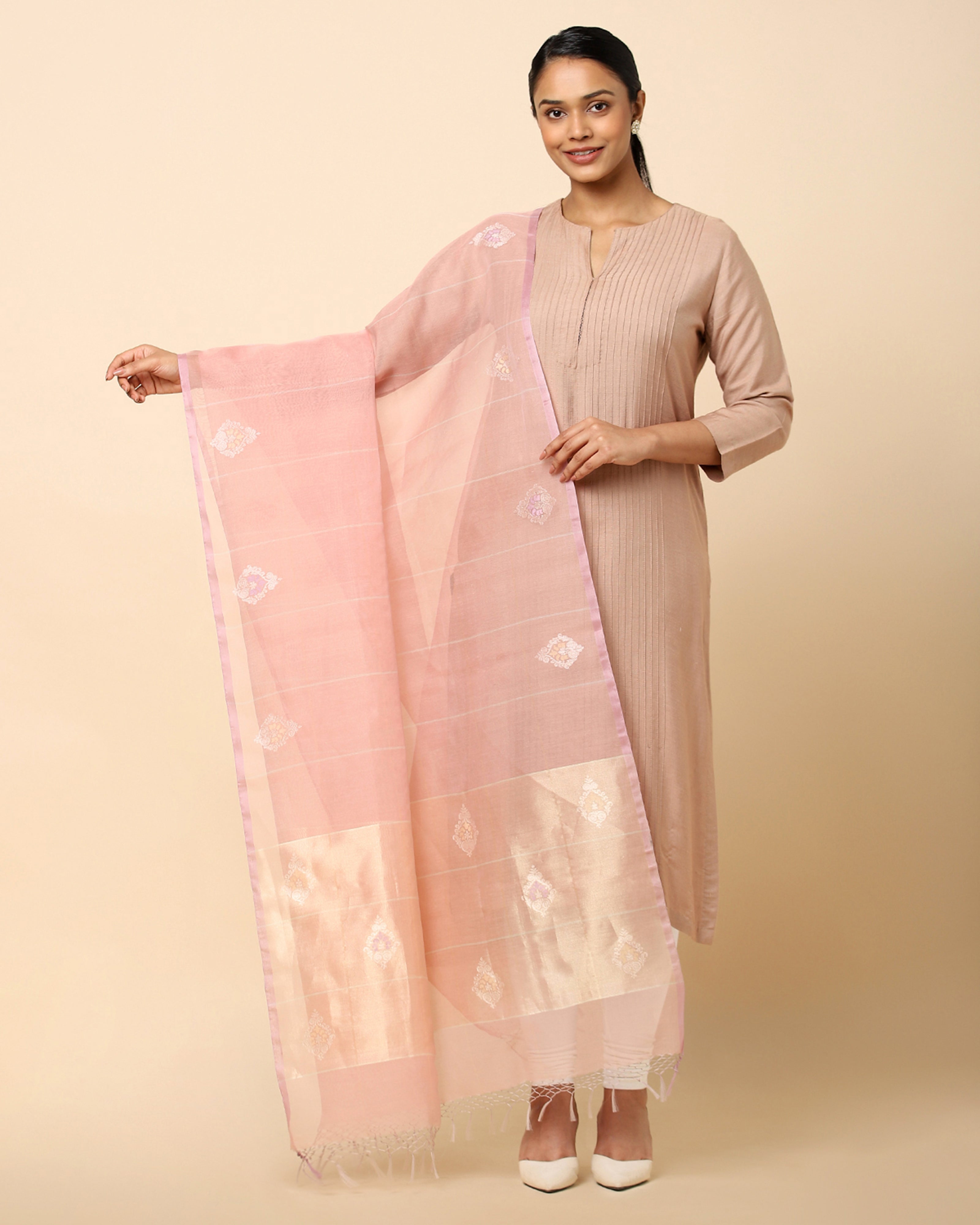 Parthee Banarasi Jamdani Silk Cotton Dupatta