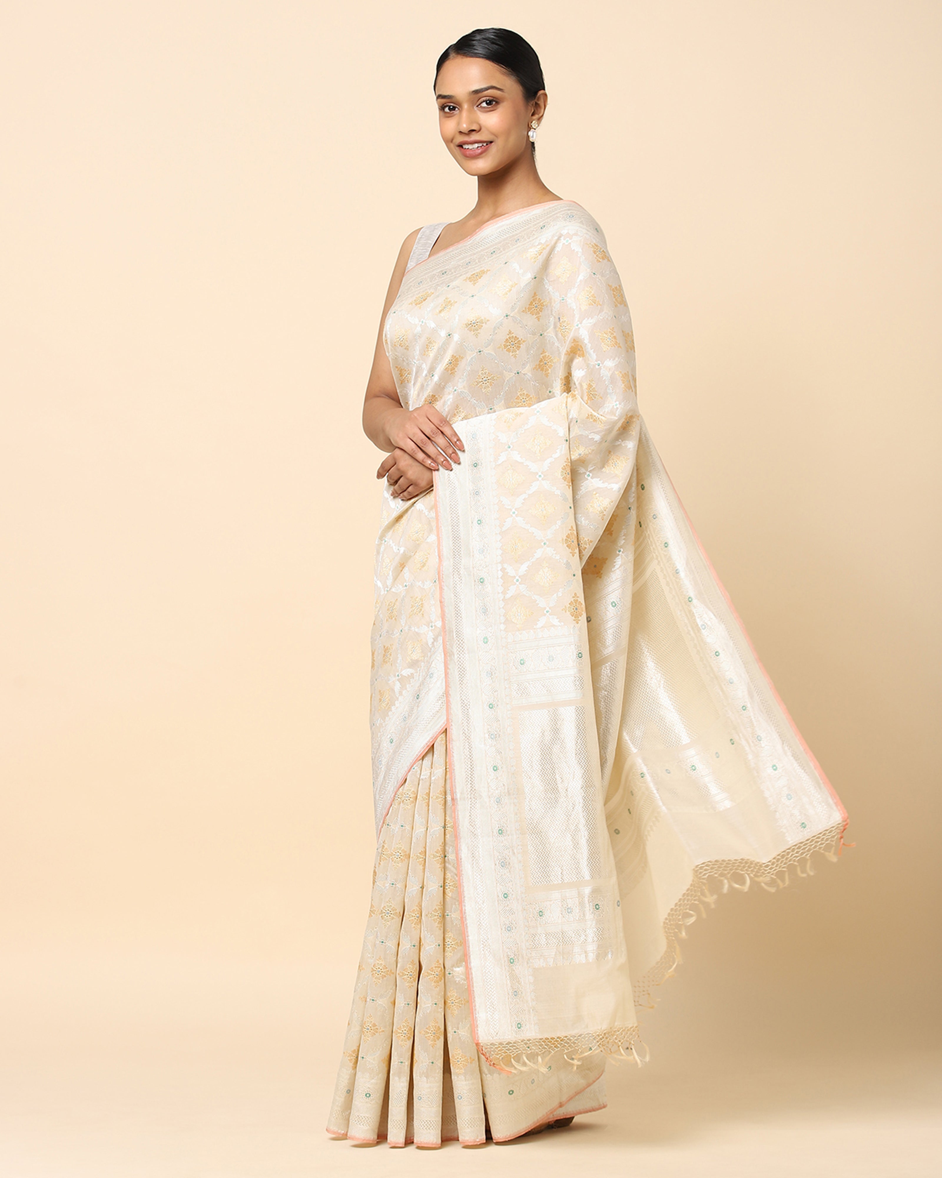 Gharonda Banarasi Kadwa Silk Cotton Saree