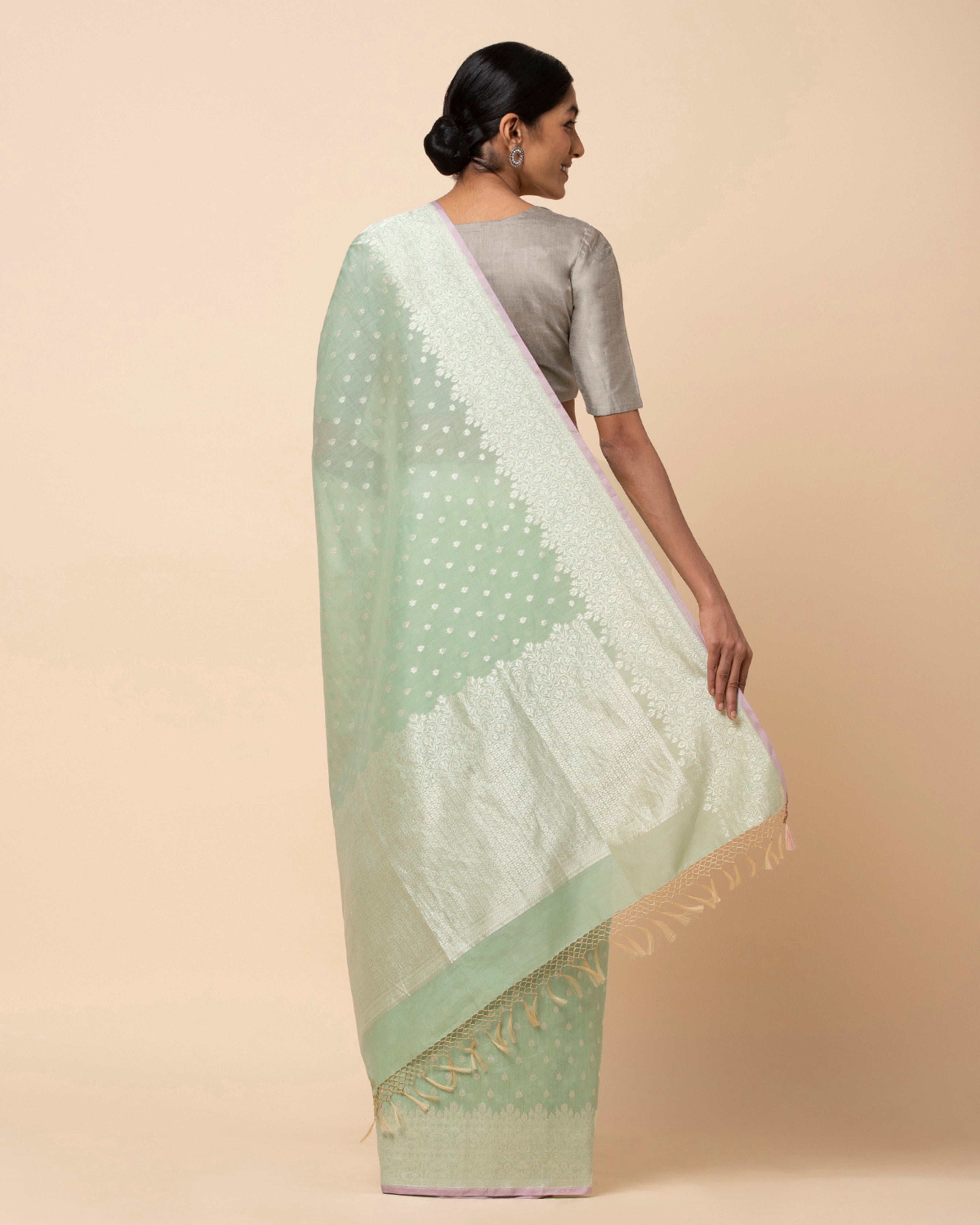 Swasti Banarasi Cutwork Silk Cotton Saree