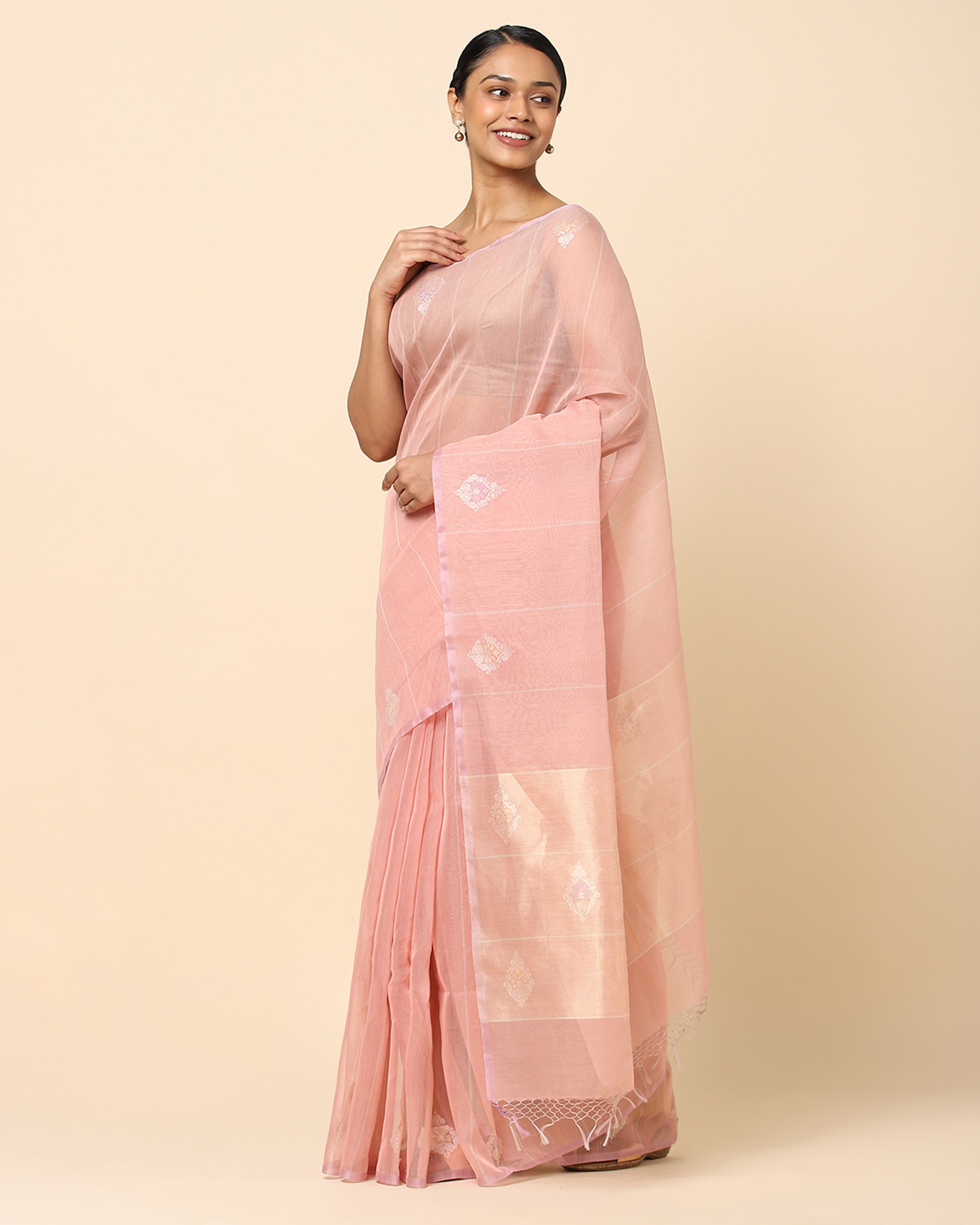 Parthee Banarasi Jamdani Silk Cotton Saree