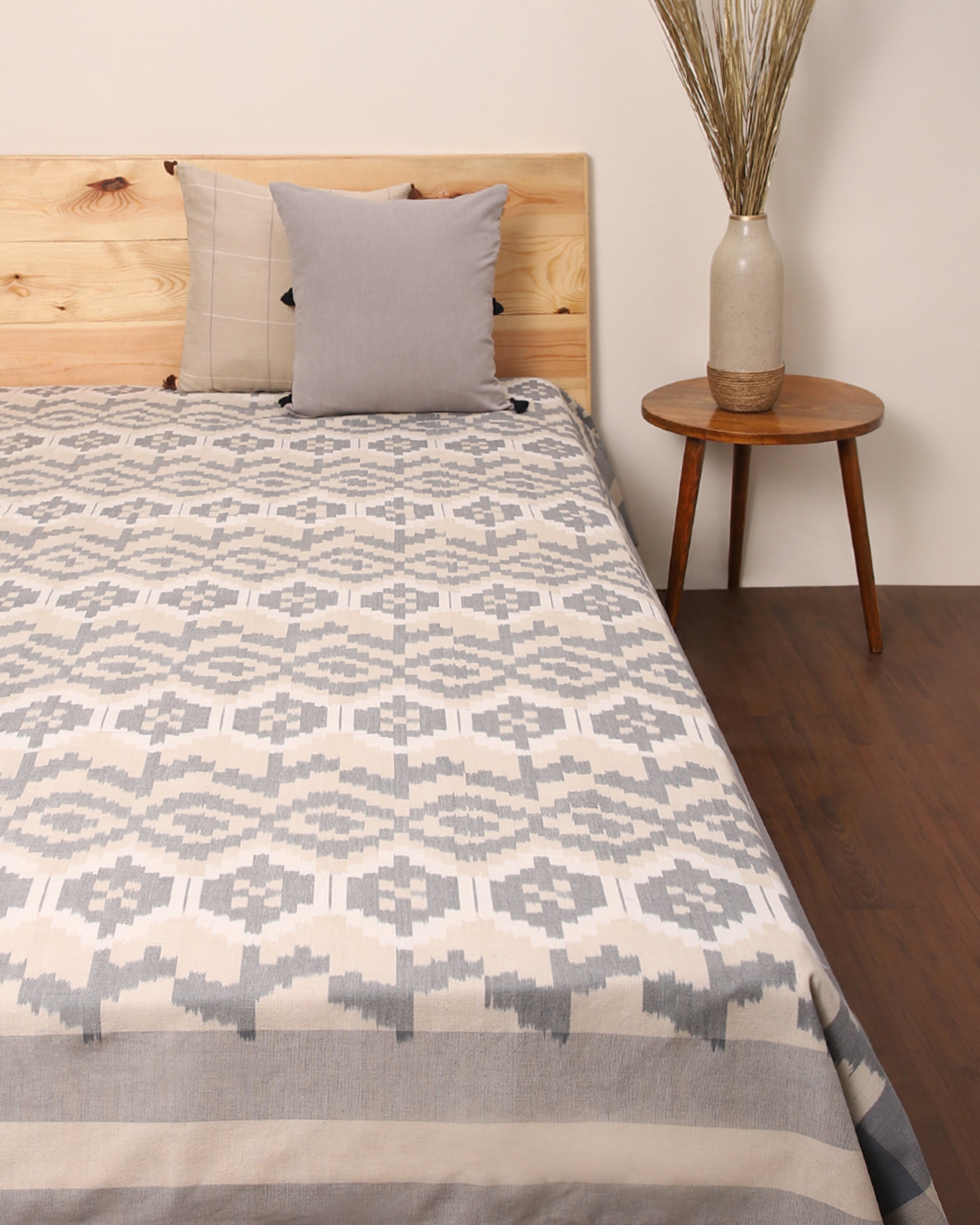 Flara Pochampally Warp Ikat Cotton Double Bed Cover