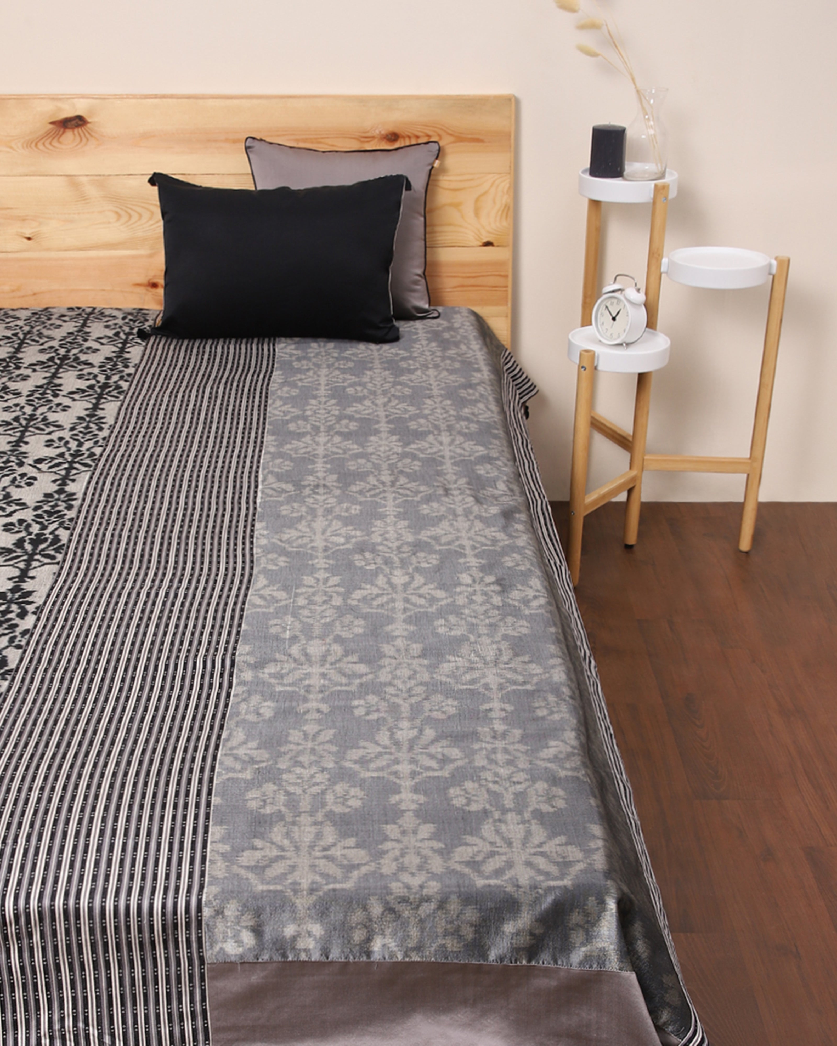 Saira Pochampally Weft Ikat Cotton Silk Single Bed Cover