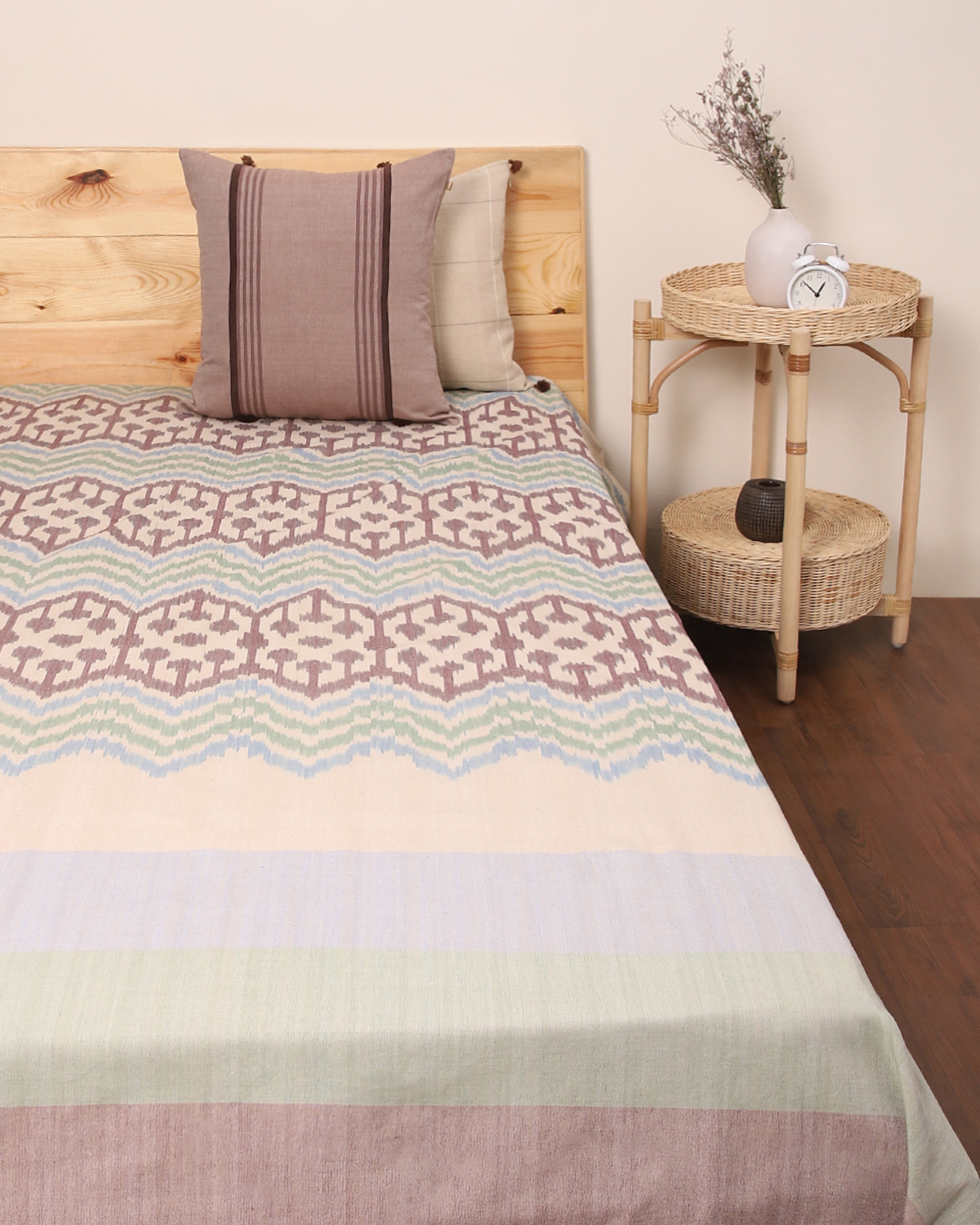 Zandra Pochampally Warp Ikat Cotton Double Bed Cover