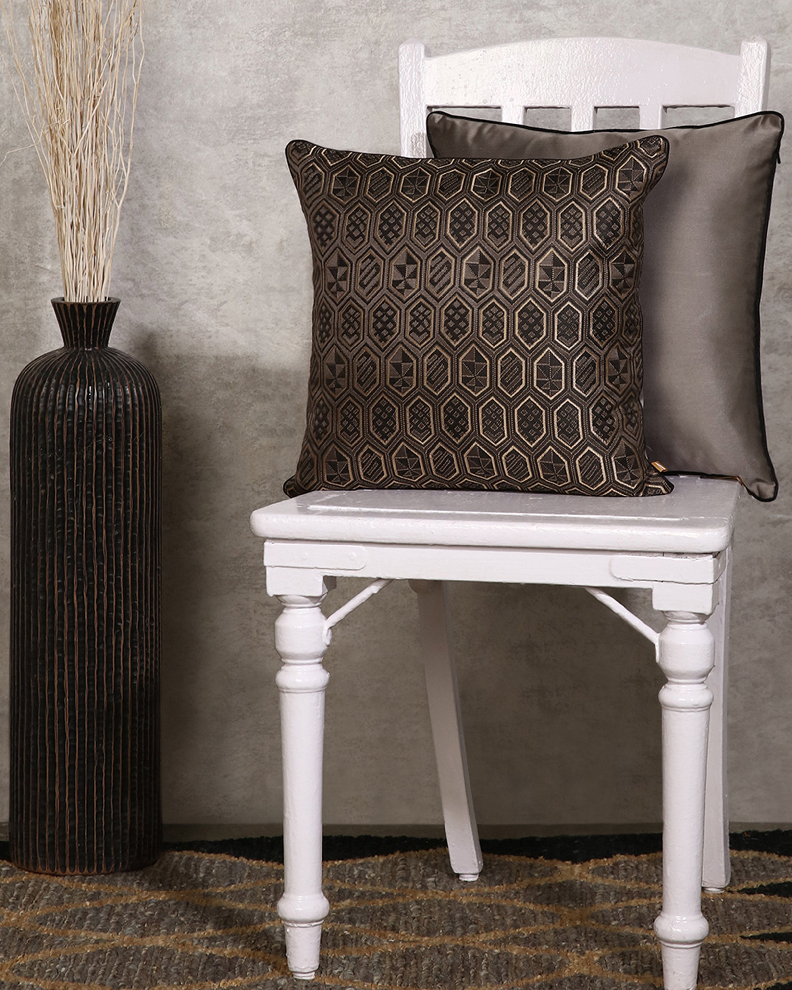 Lagos Banarasi Satin Brocade Silk Cushion Cover