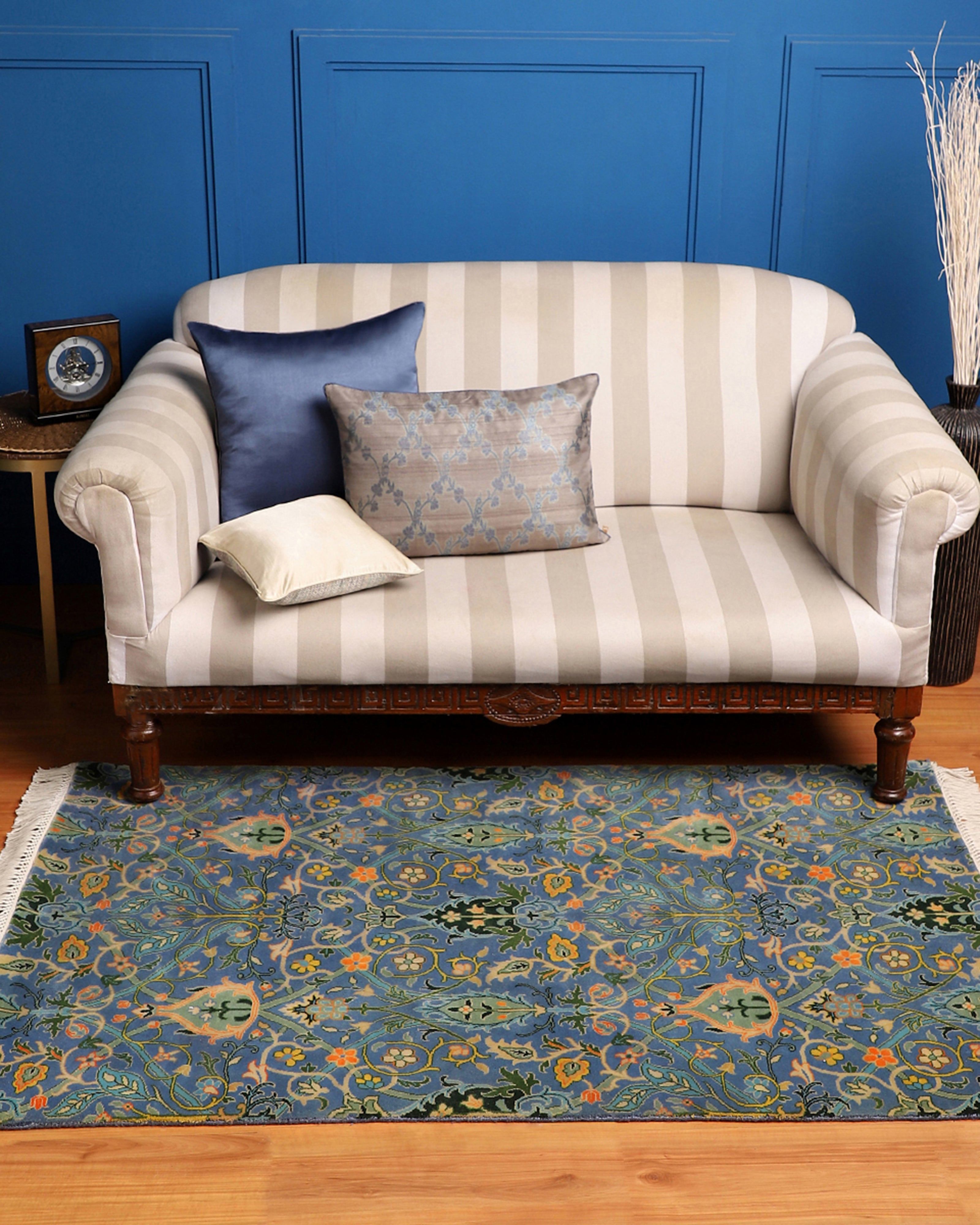 Covelong Bhadohi Hand Knotted Cotton Wool Rug