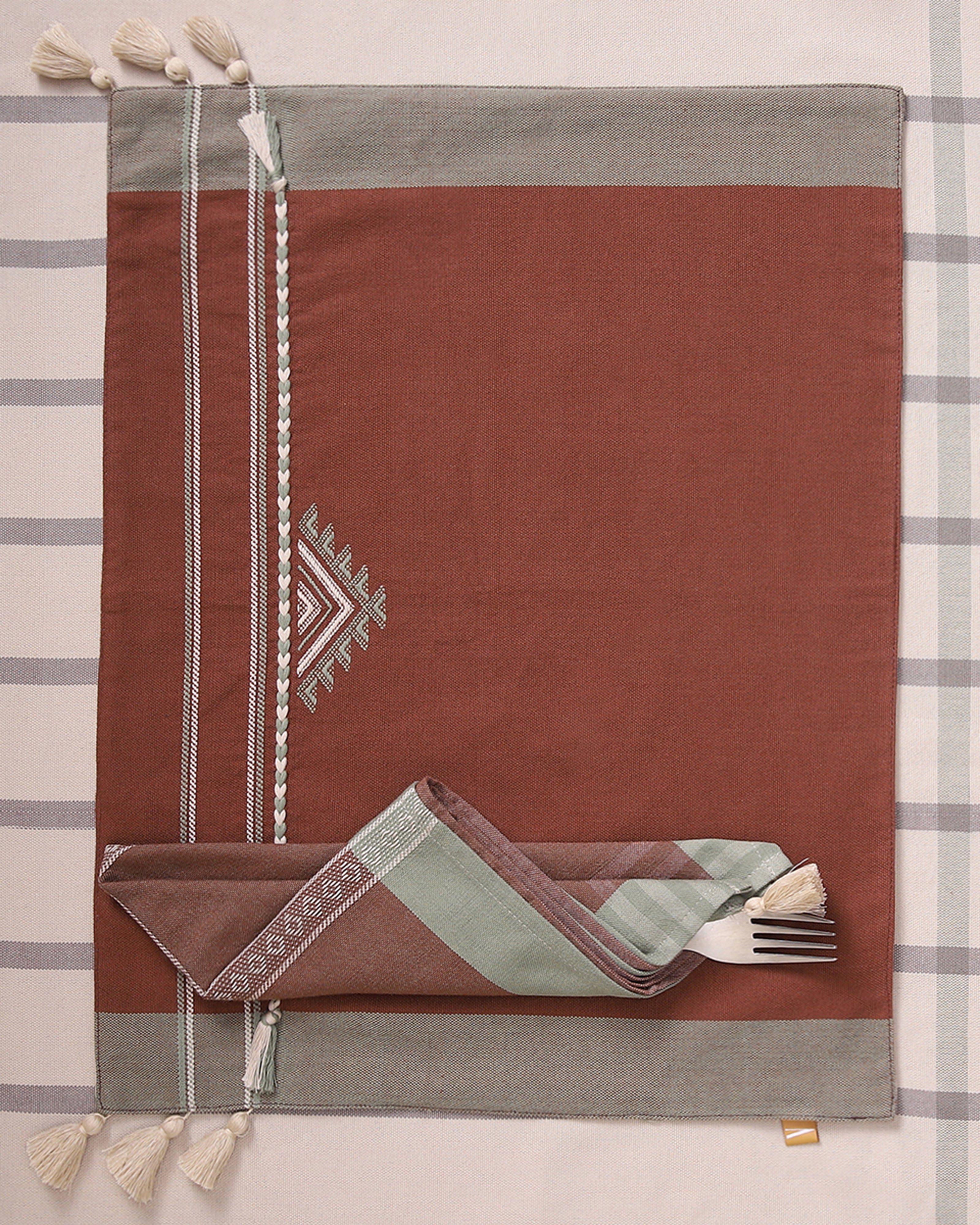 Eldora Bhujodi Extra Weft Cotton Table Mat | Set of 6