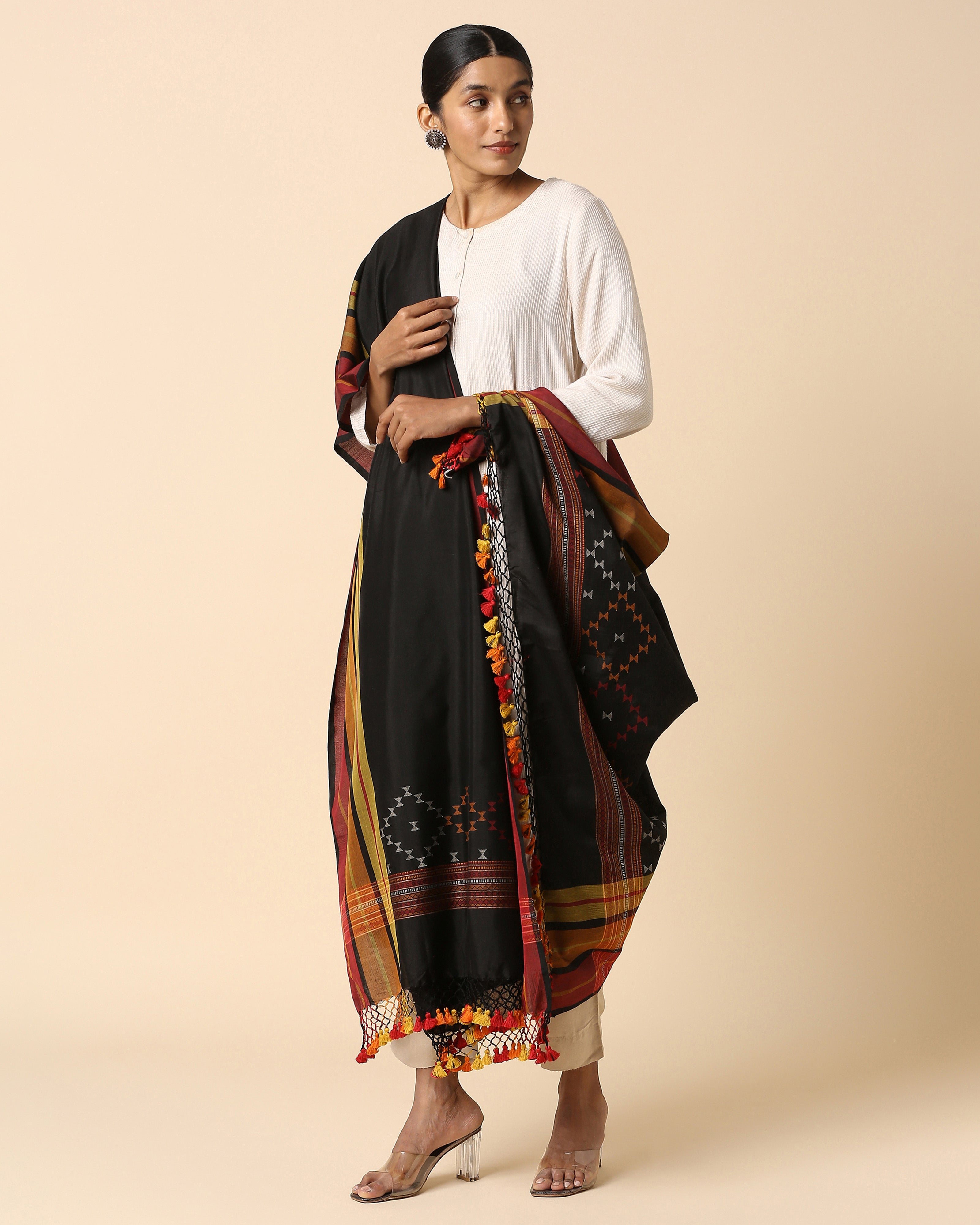 Kalei Bhujodi Extra Weft Cotton Silk Dupatta