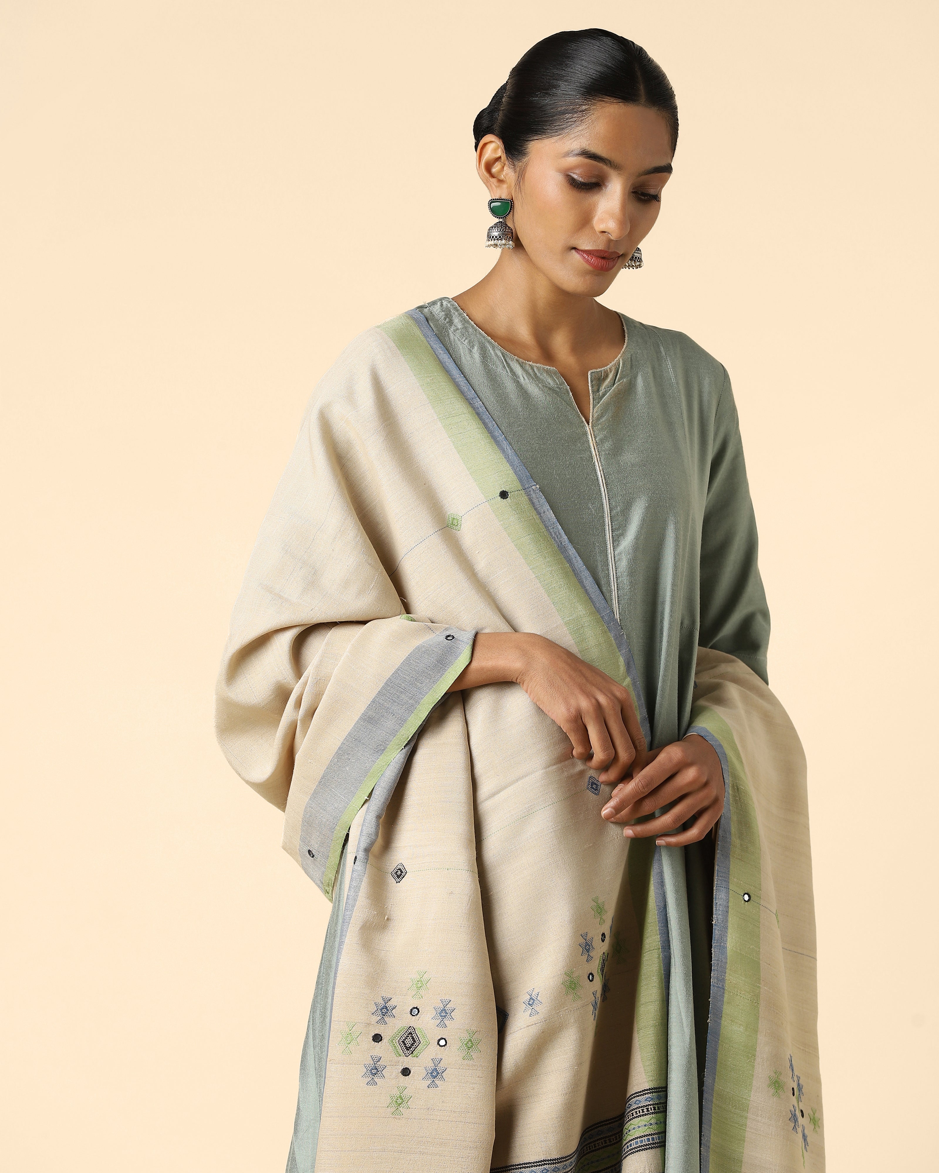 Dakshi Bhujodi Extra Weft Cotton Silk Dupatta