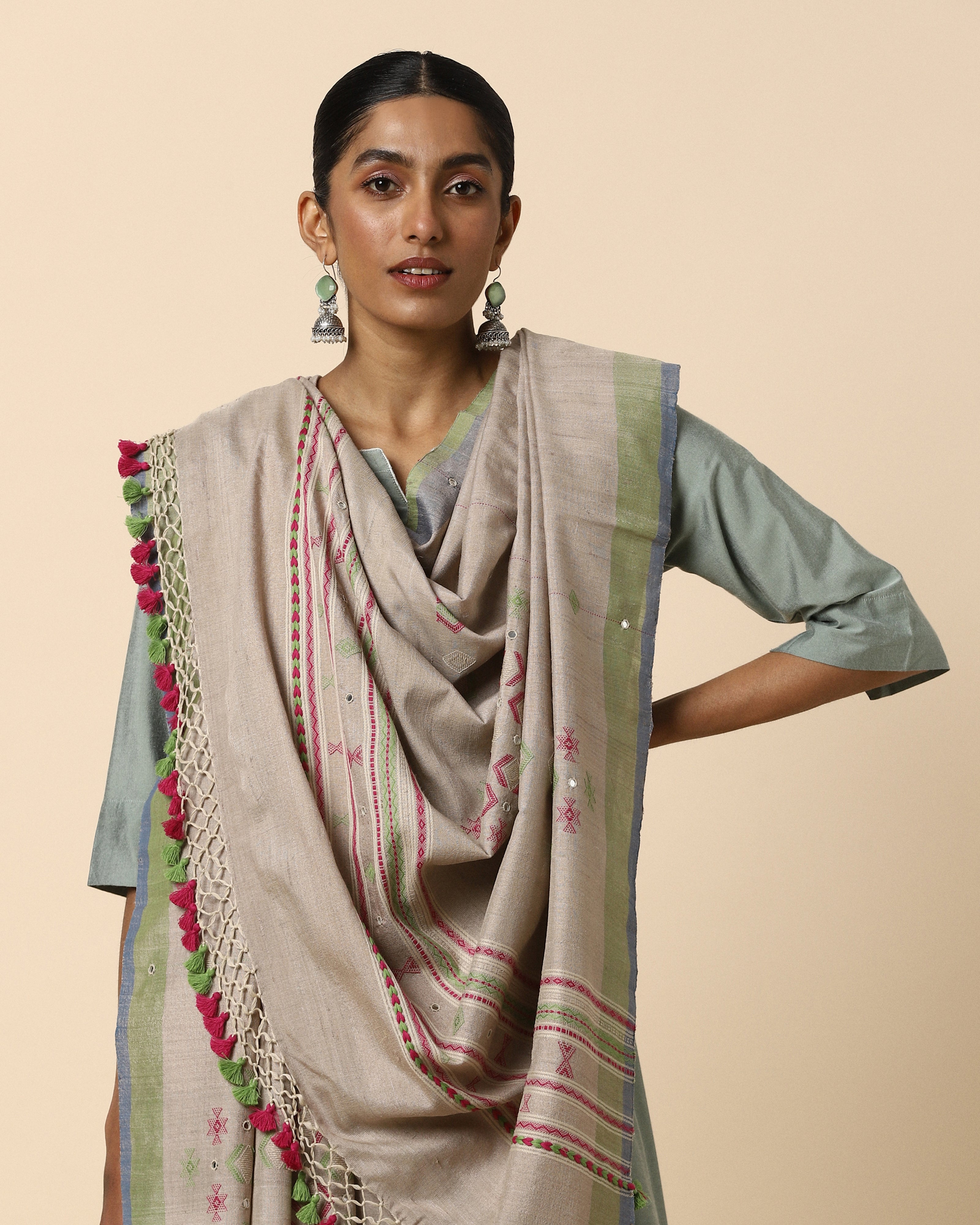 Dakshi Bhujodi Extra Weft Cotton Silk Dupatta