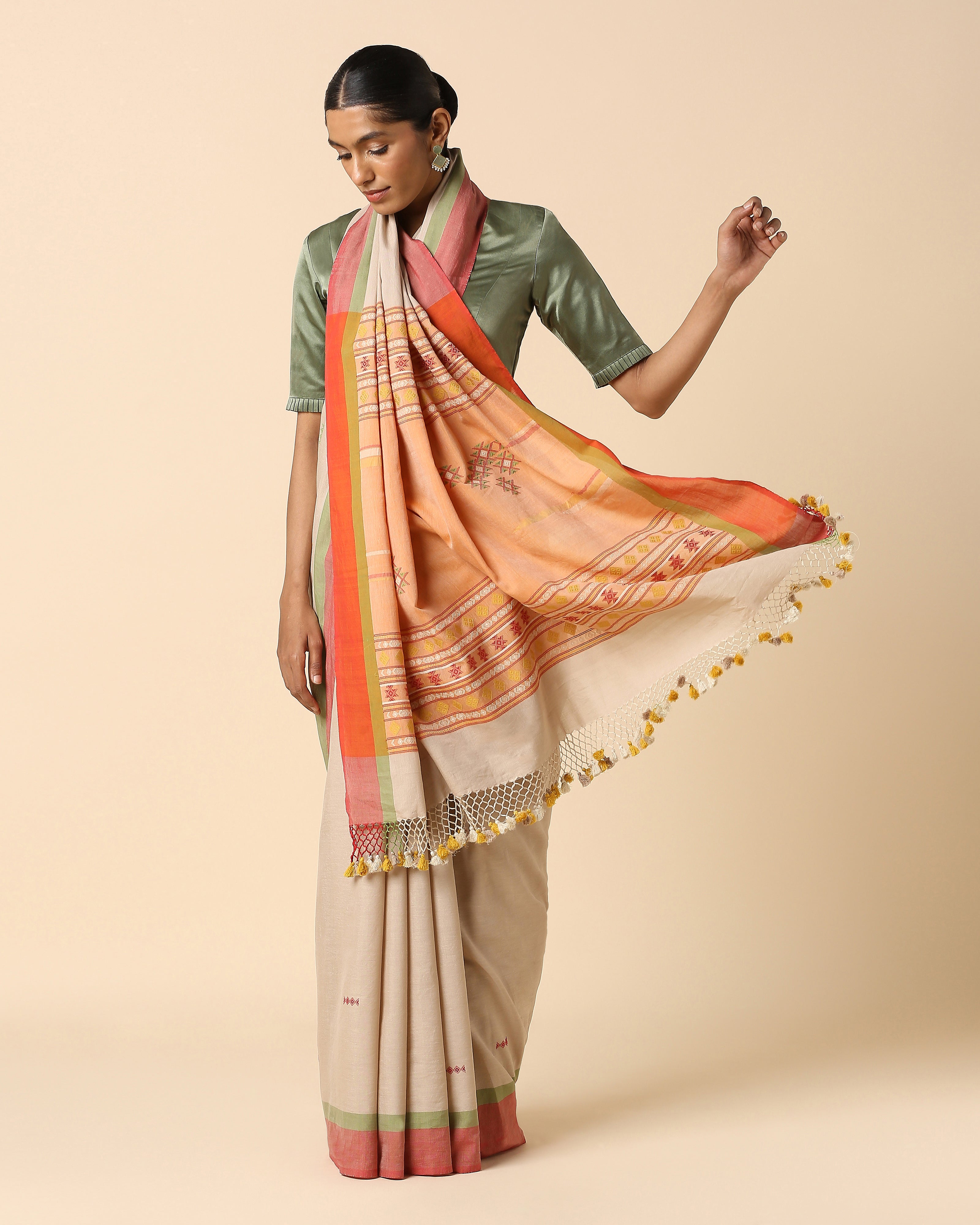 Amun Bhujodi Extra Weft Cotton Saree