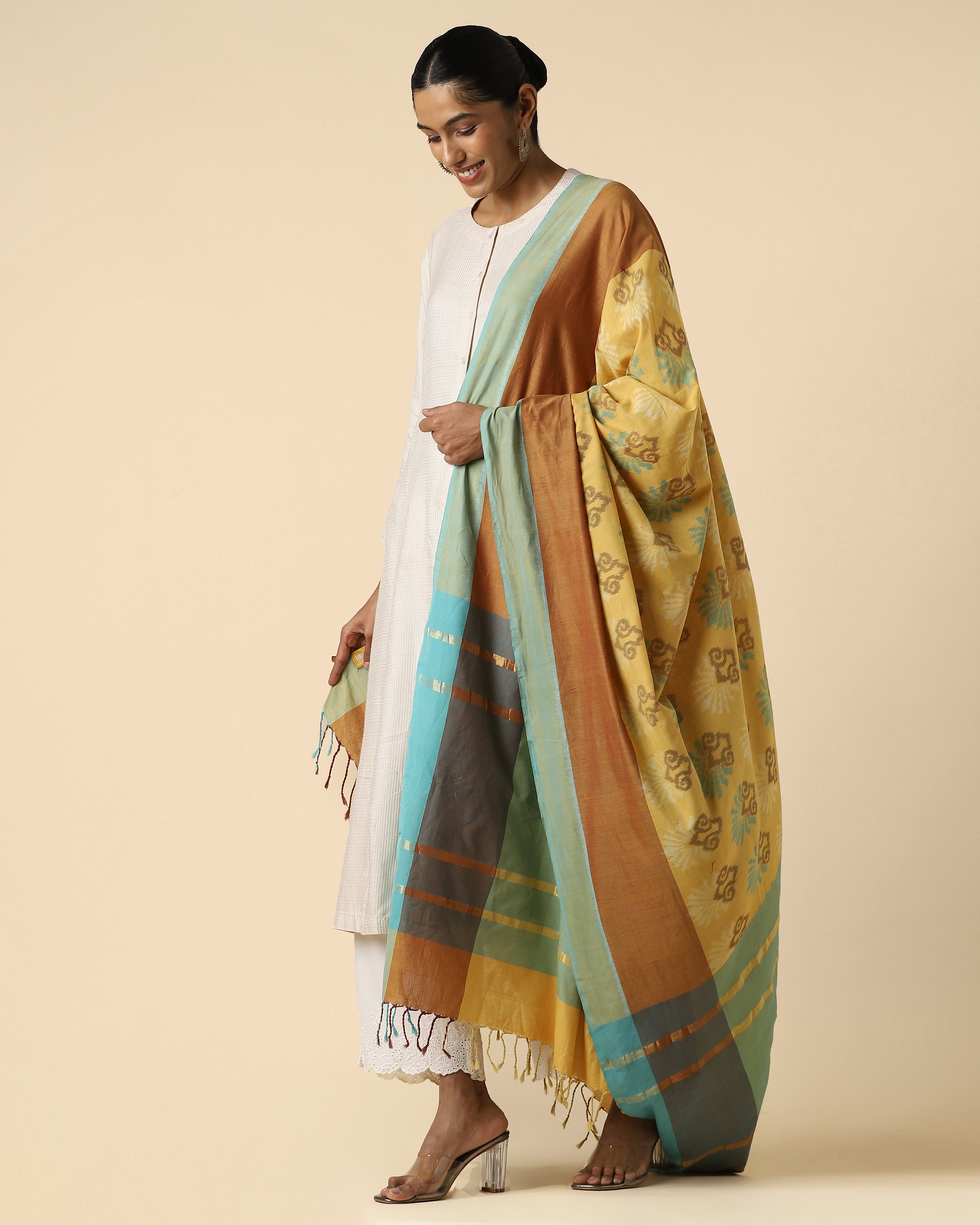 Saiya Pochampally Weft Ikat Cotton Dupatta