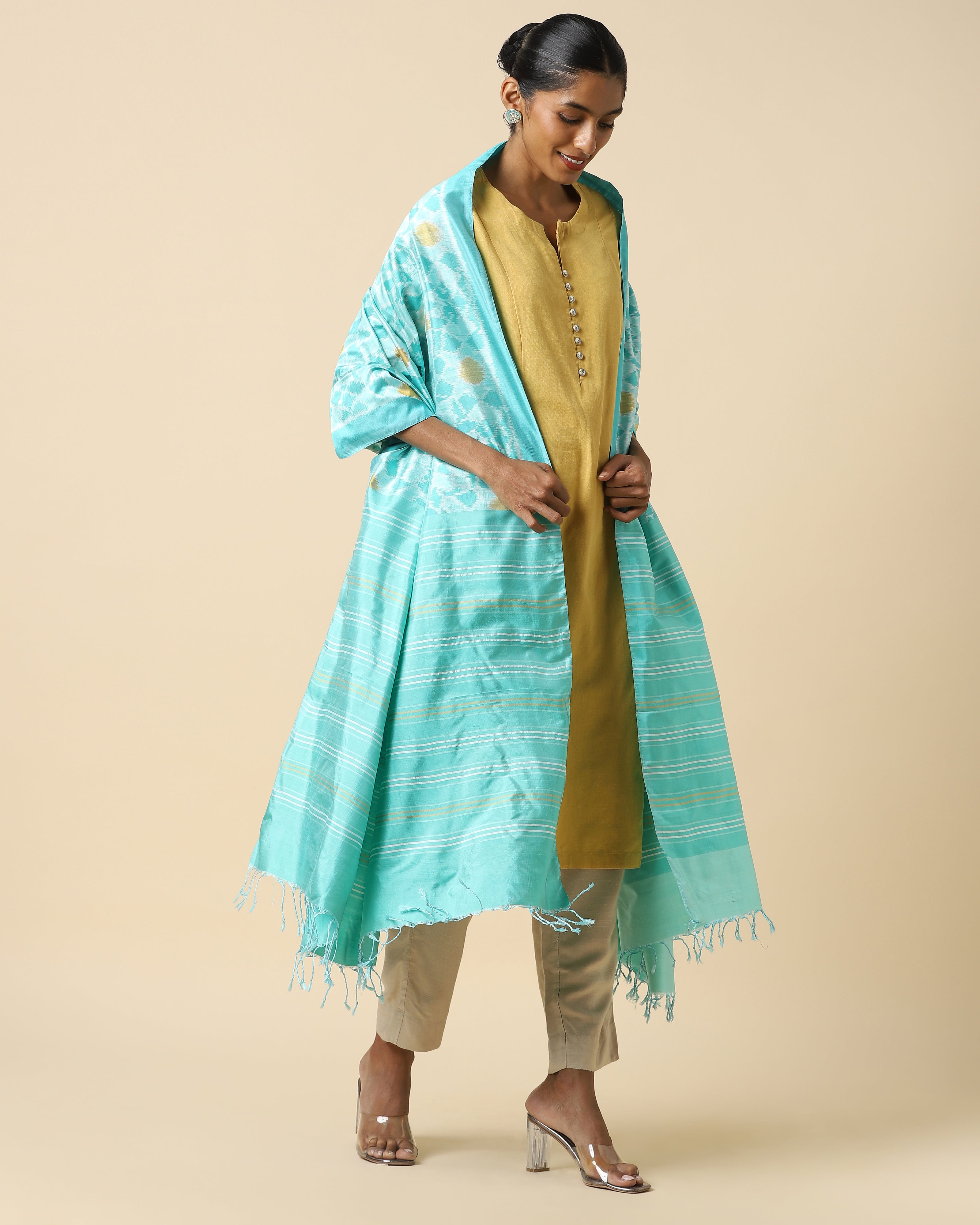 Rimani Pochampally Weft Ikat Silk Dupatta