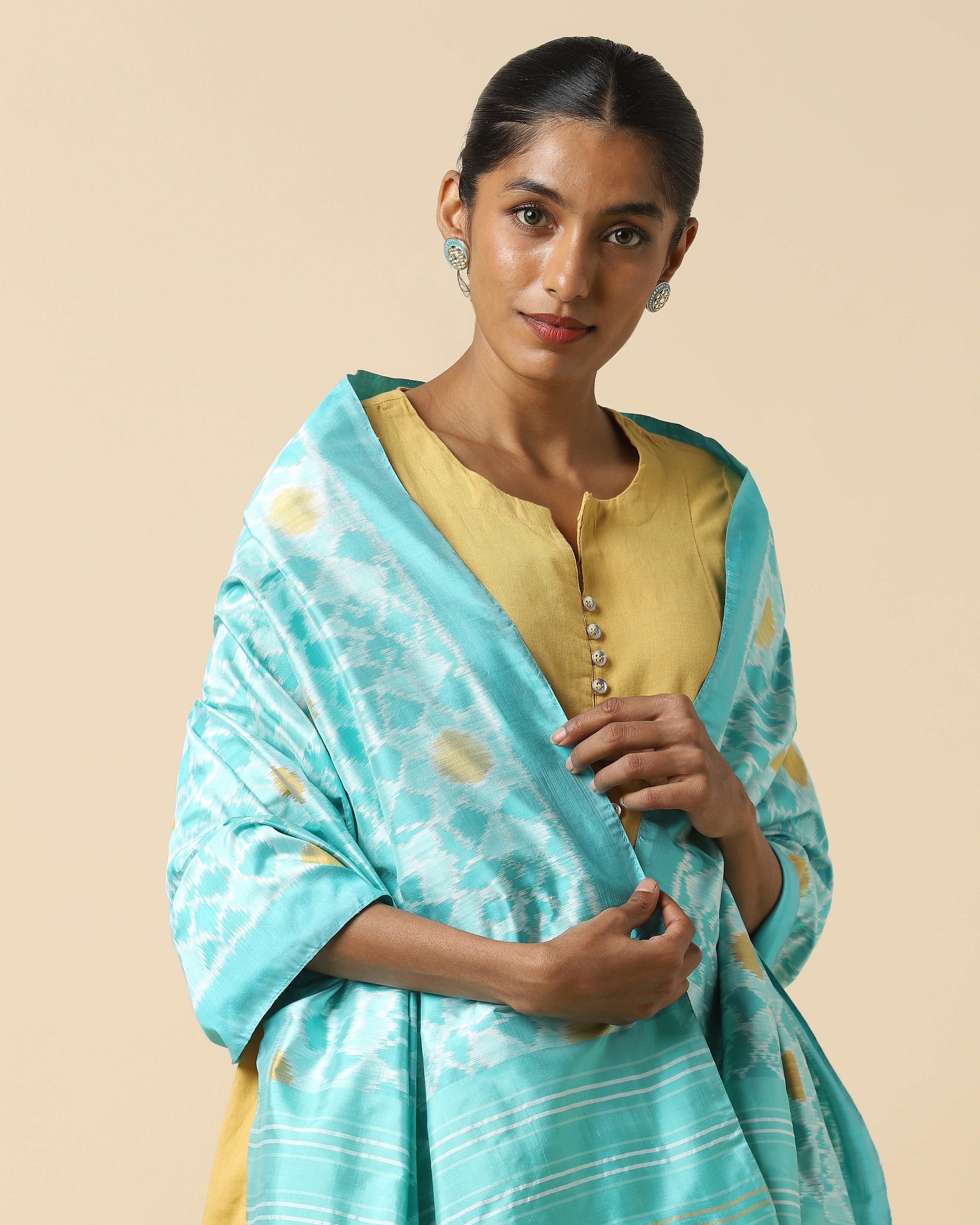 Rimani Pochampally Weft Ikat Silk Dupatta