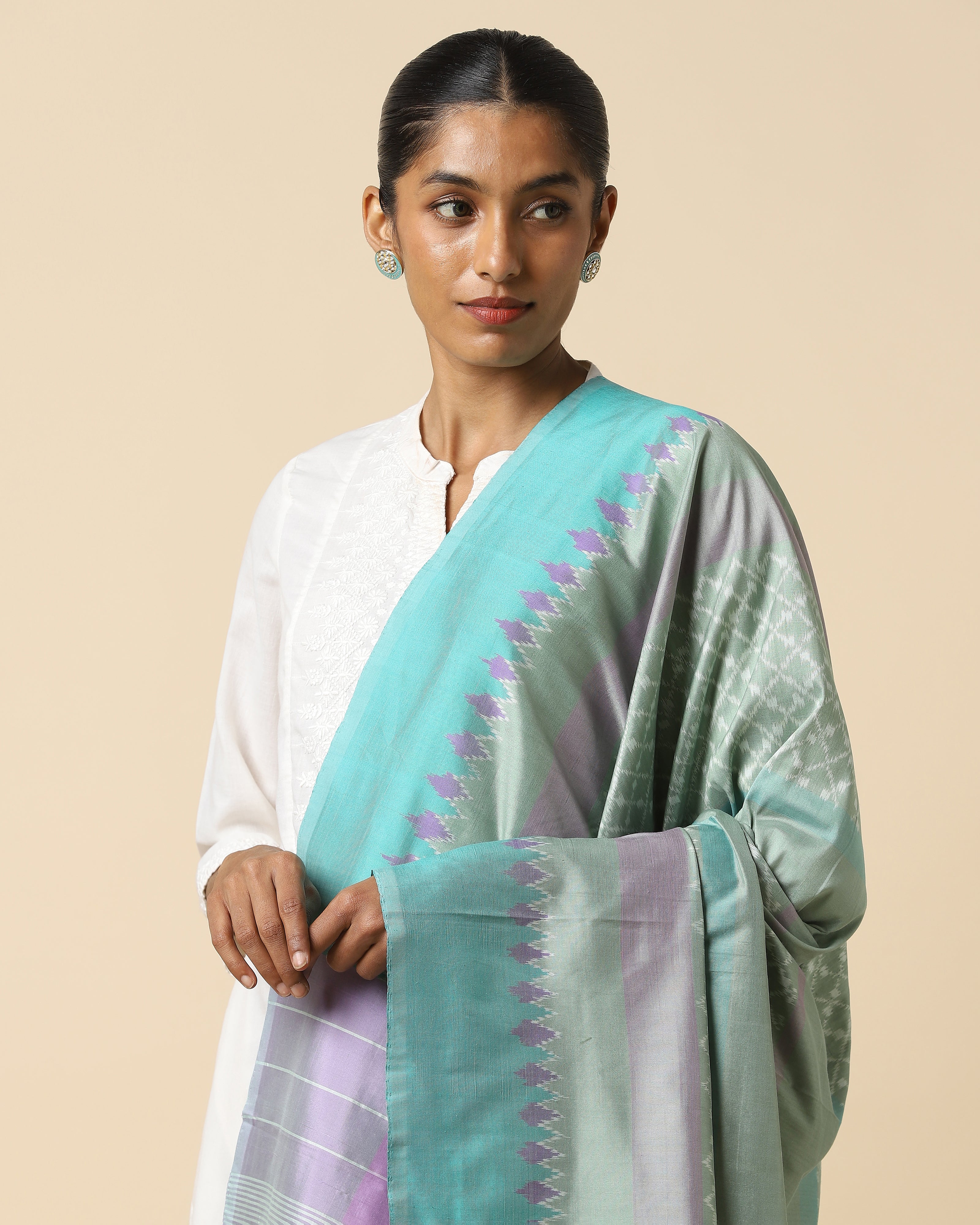 Trisja Pochampally Weft Ikat Cotton Silk Dupatta