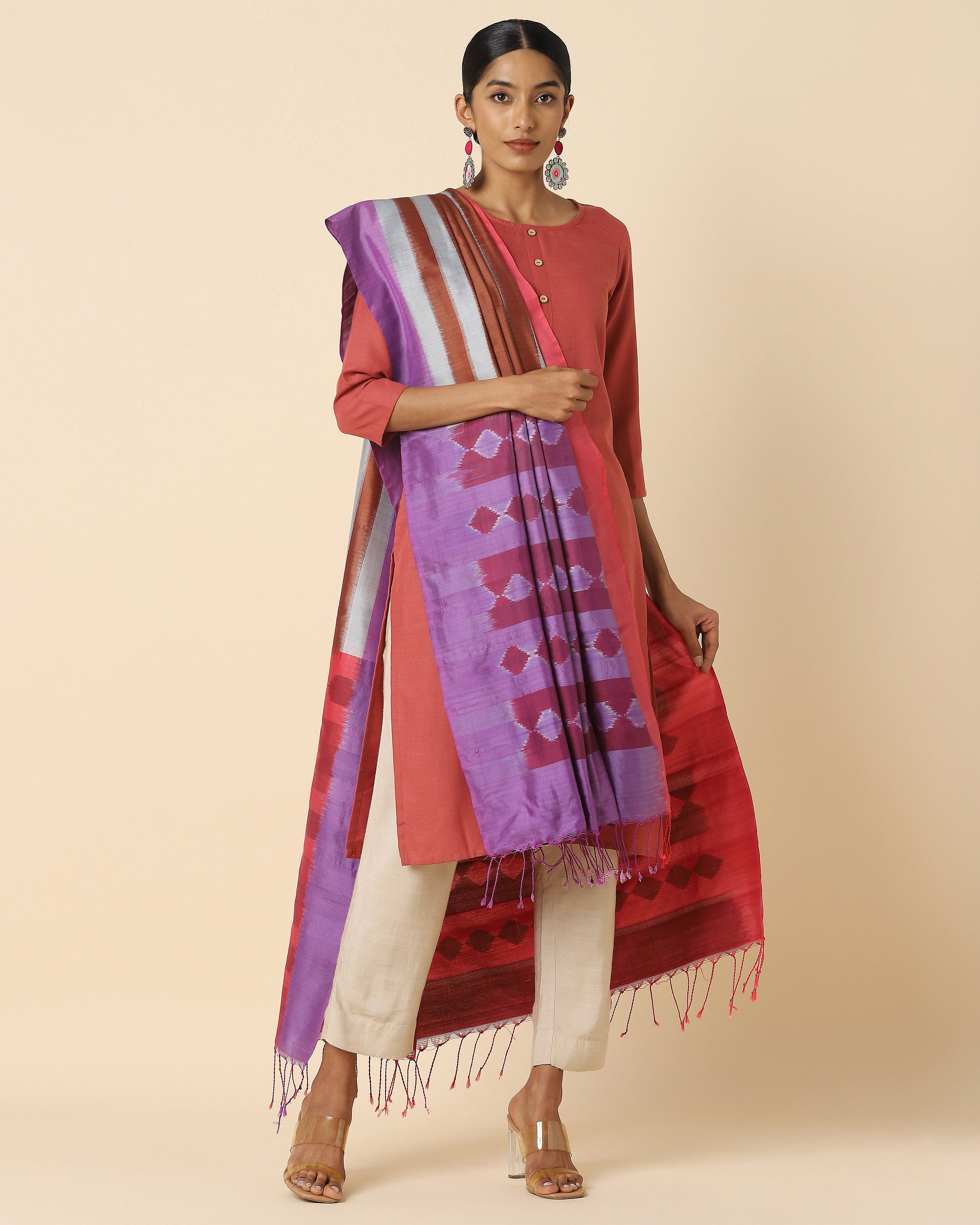 Dhriti Pochampally Weft Ikat Silk Dupatta