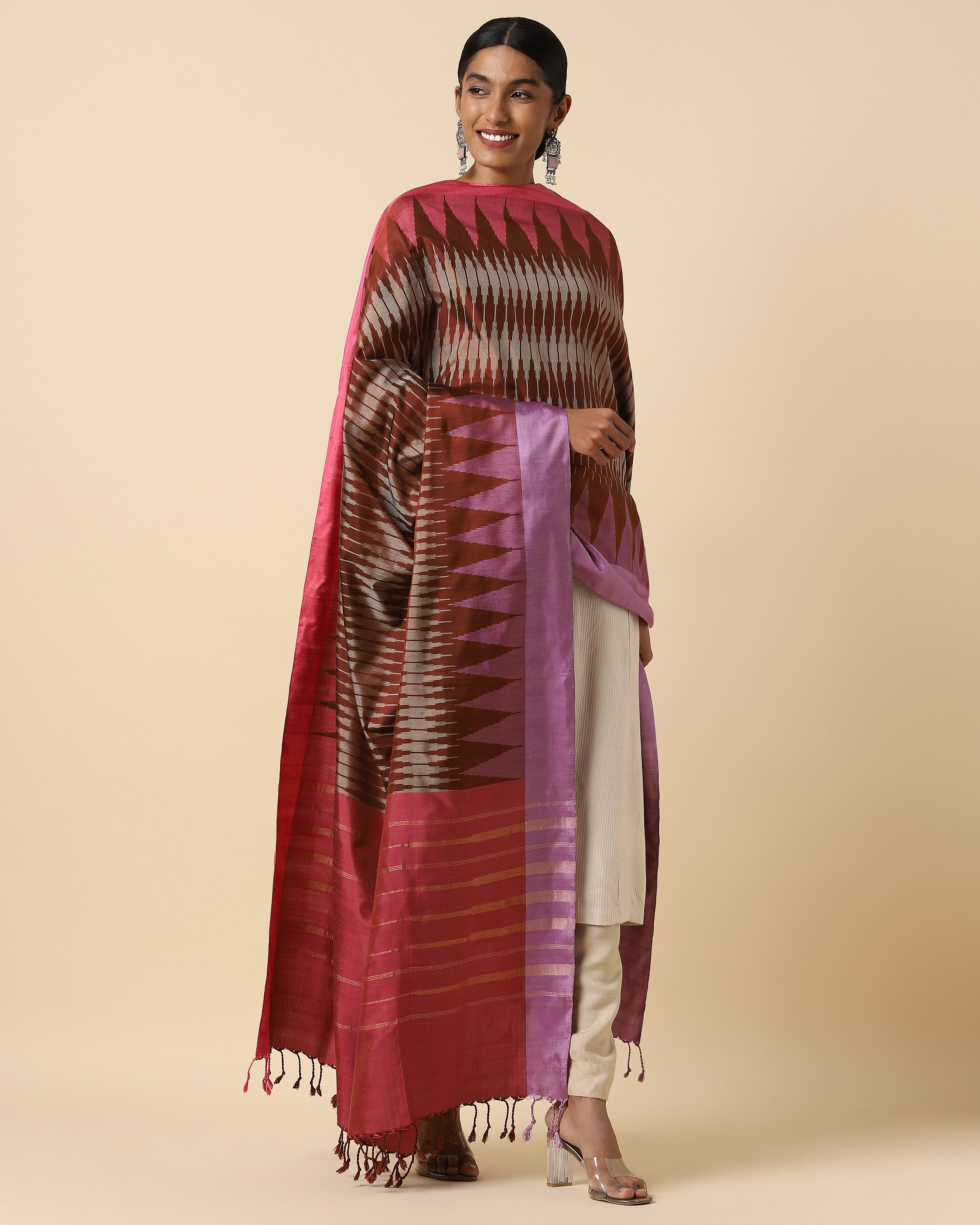 Aabirah Pochampally Weft Ikat Silk Dupatta