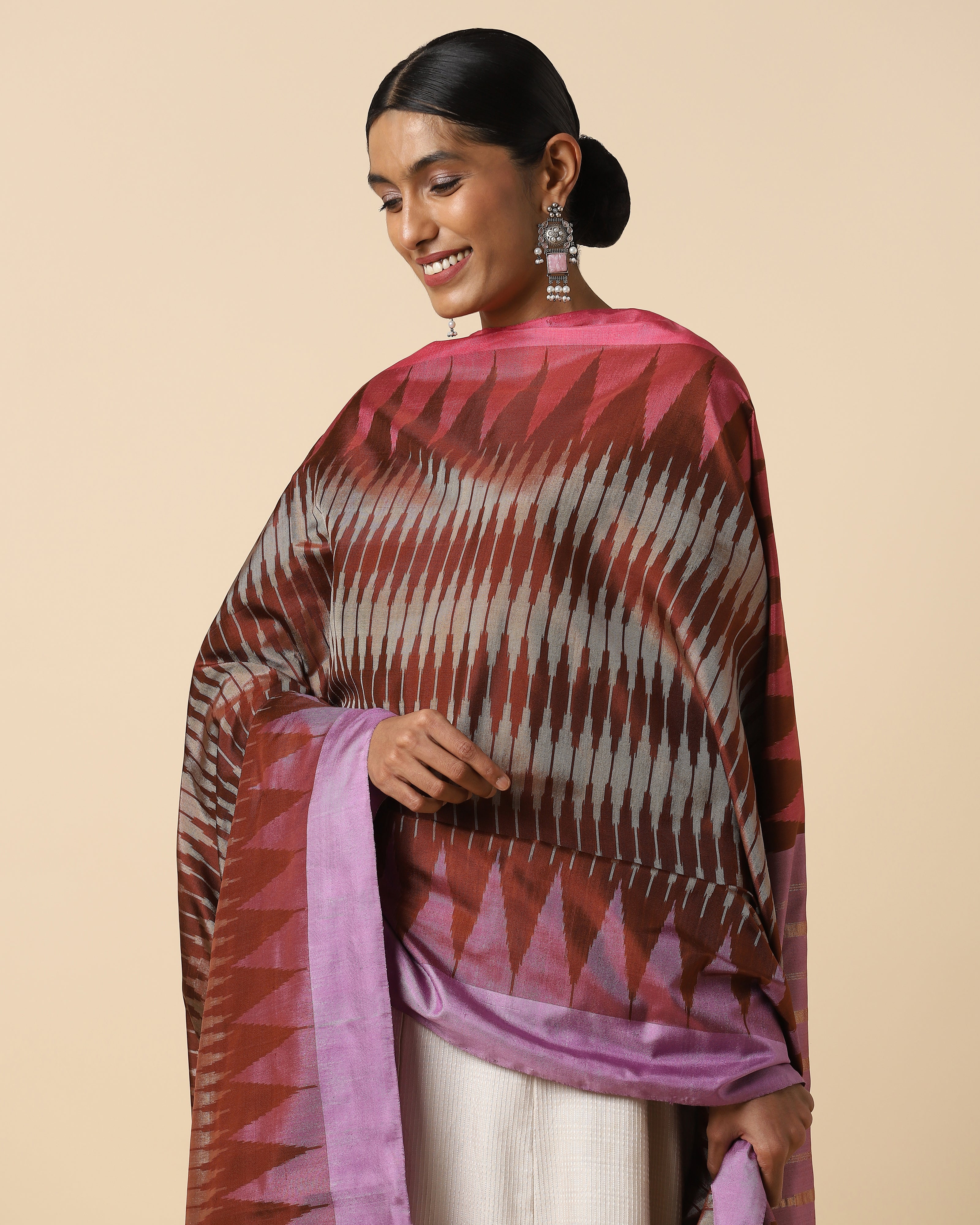 Aabirah Pochampally Weft Ikat Silk Dupatta