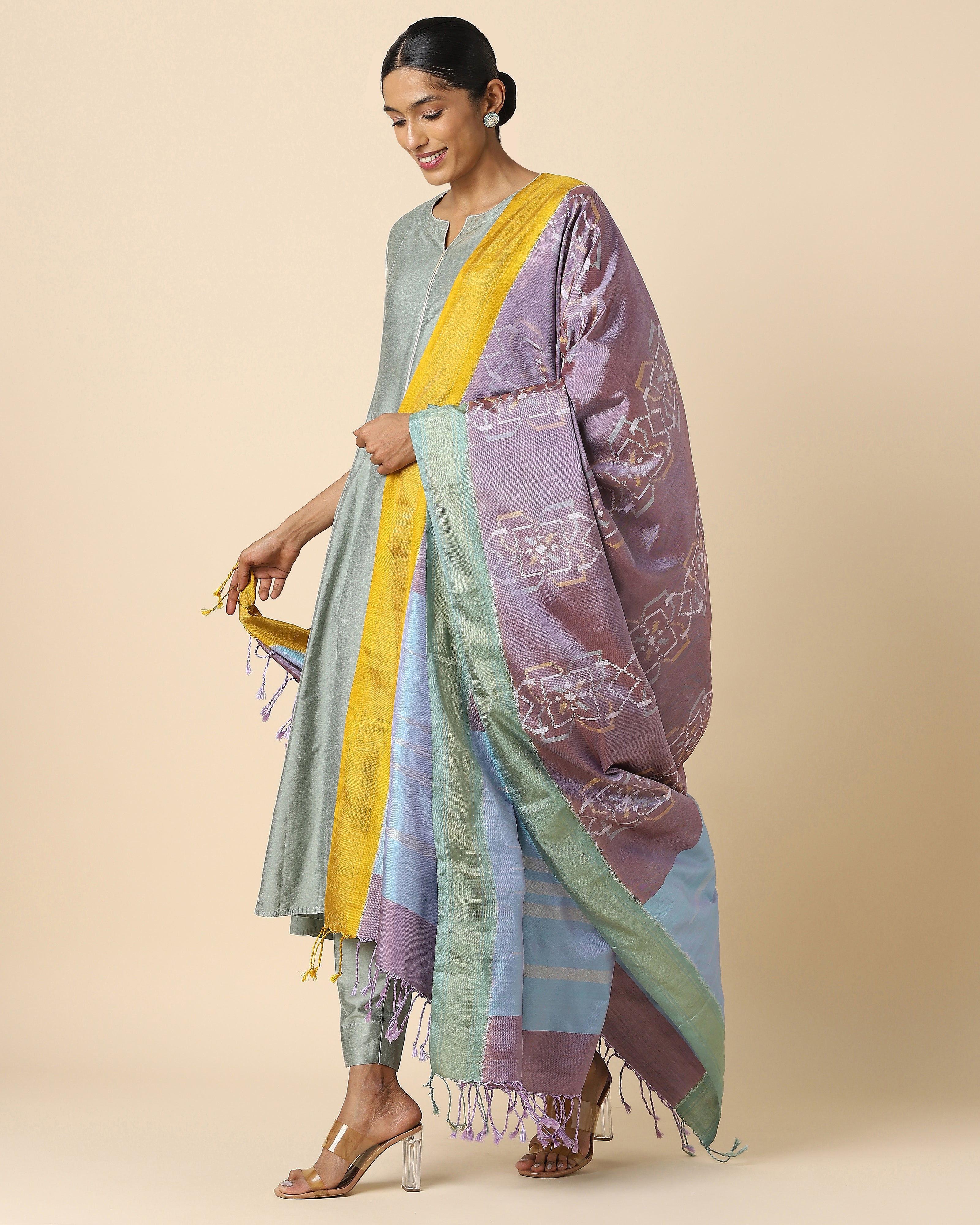 Antheia Pochampally Weft Ikat Silk Dupatta