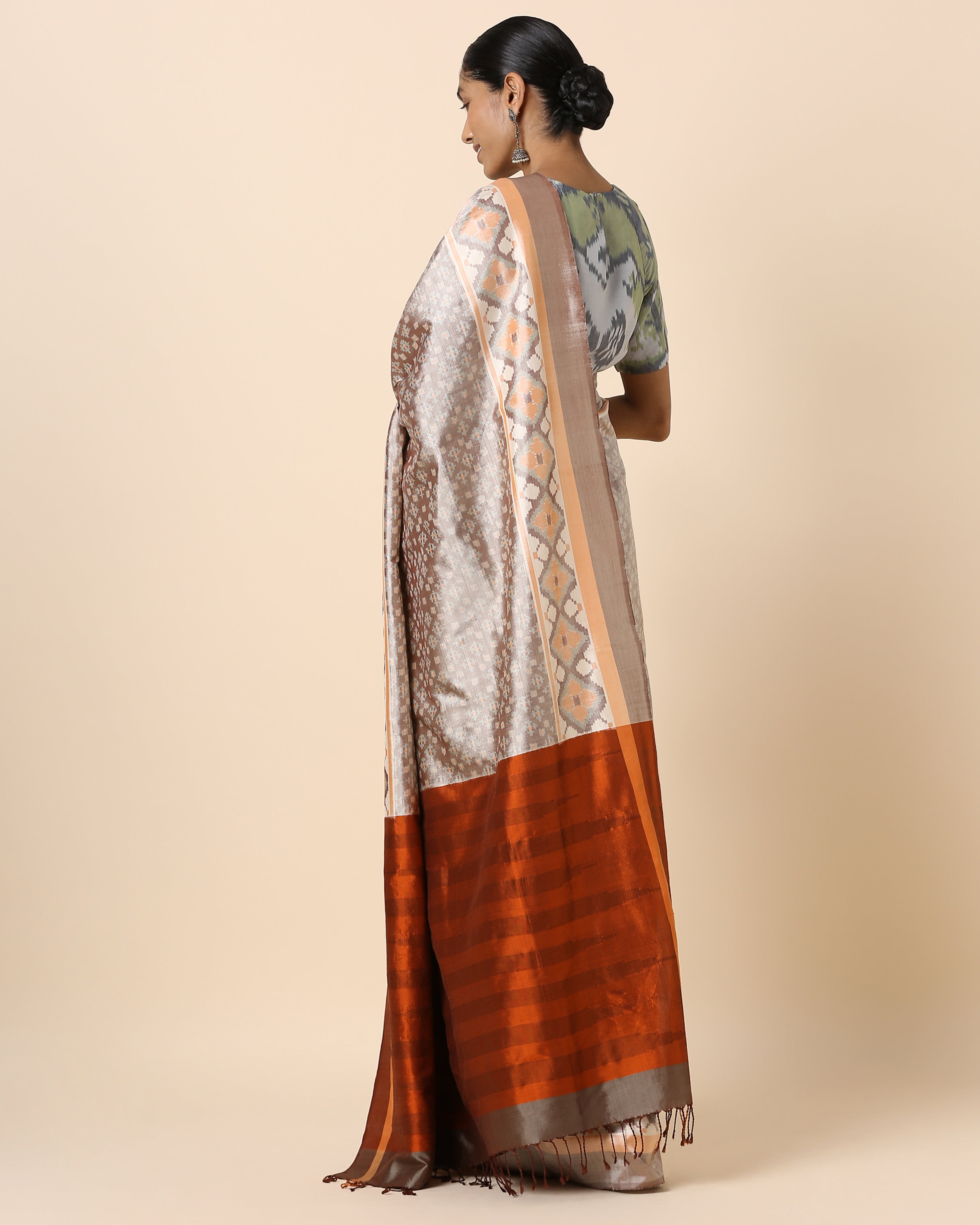 Abhiyuti Pochampally Warp Ikat Silk Saree
