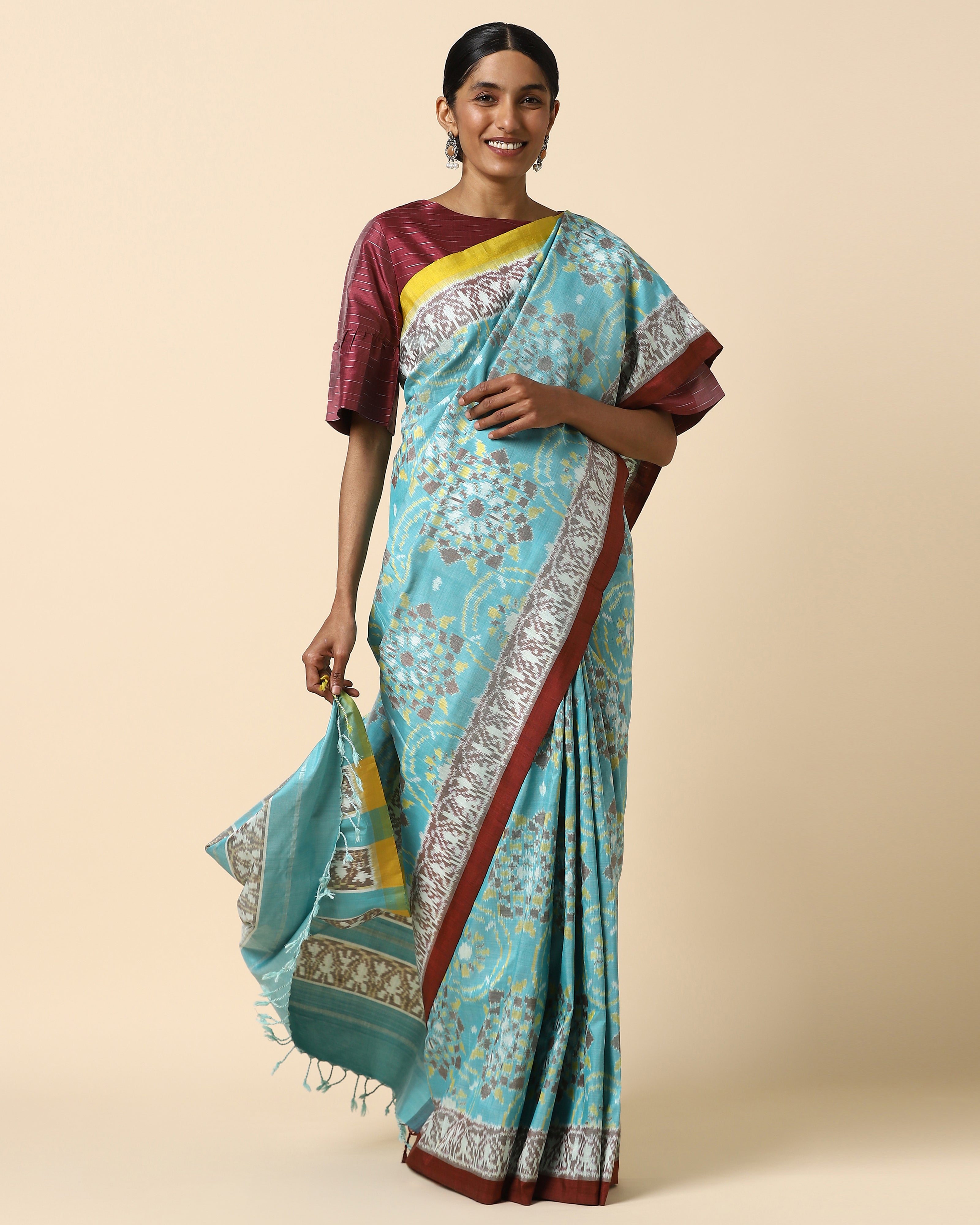Masika Pochampally Weft Ikat Silk Saree