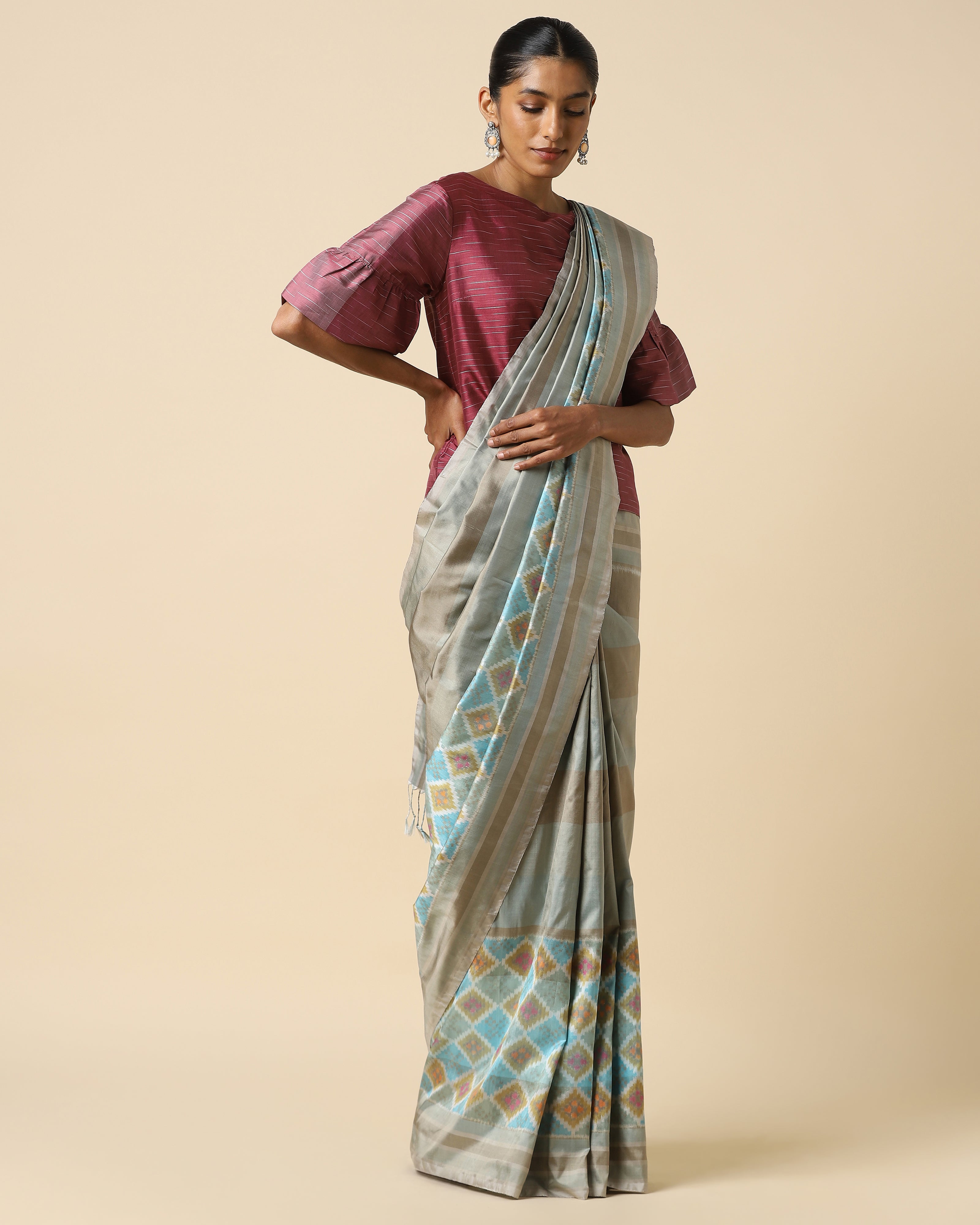 Shriwa Pochampally Warp Ikat Silk Saree