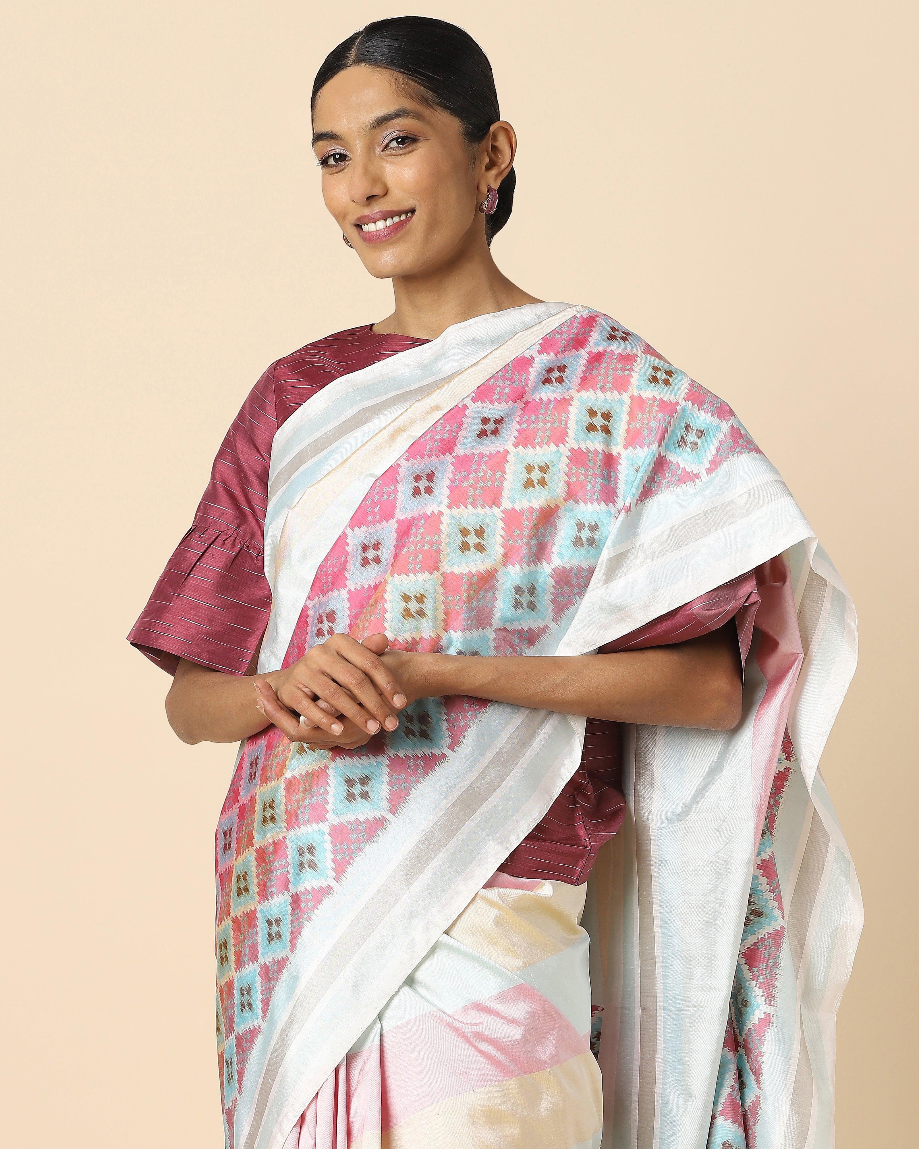 Shriwa Pochampally Warp Ikat Silk Saree