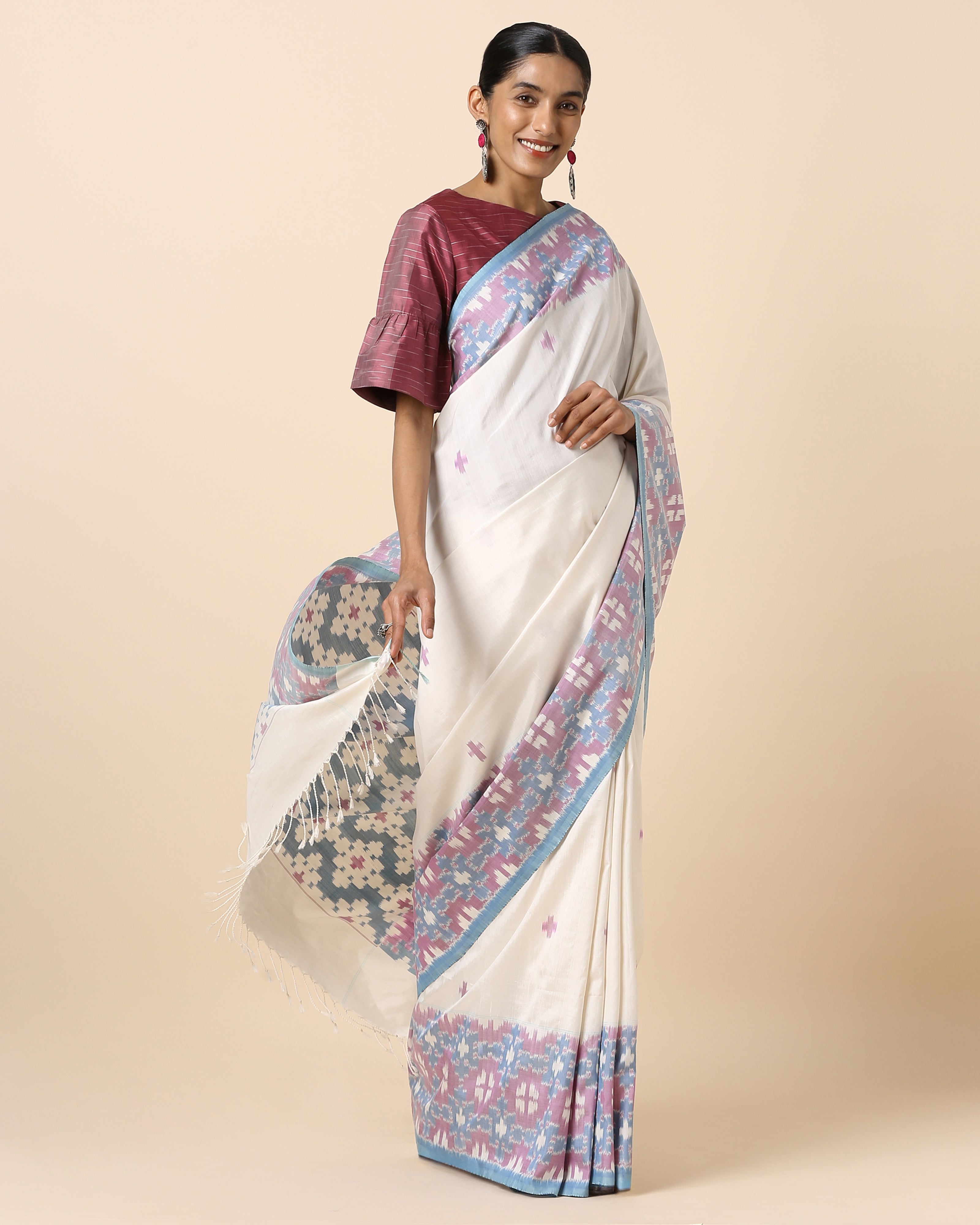 Poorva Pochampally Weft Ikat Cotton Silk Saree
