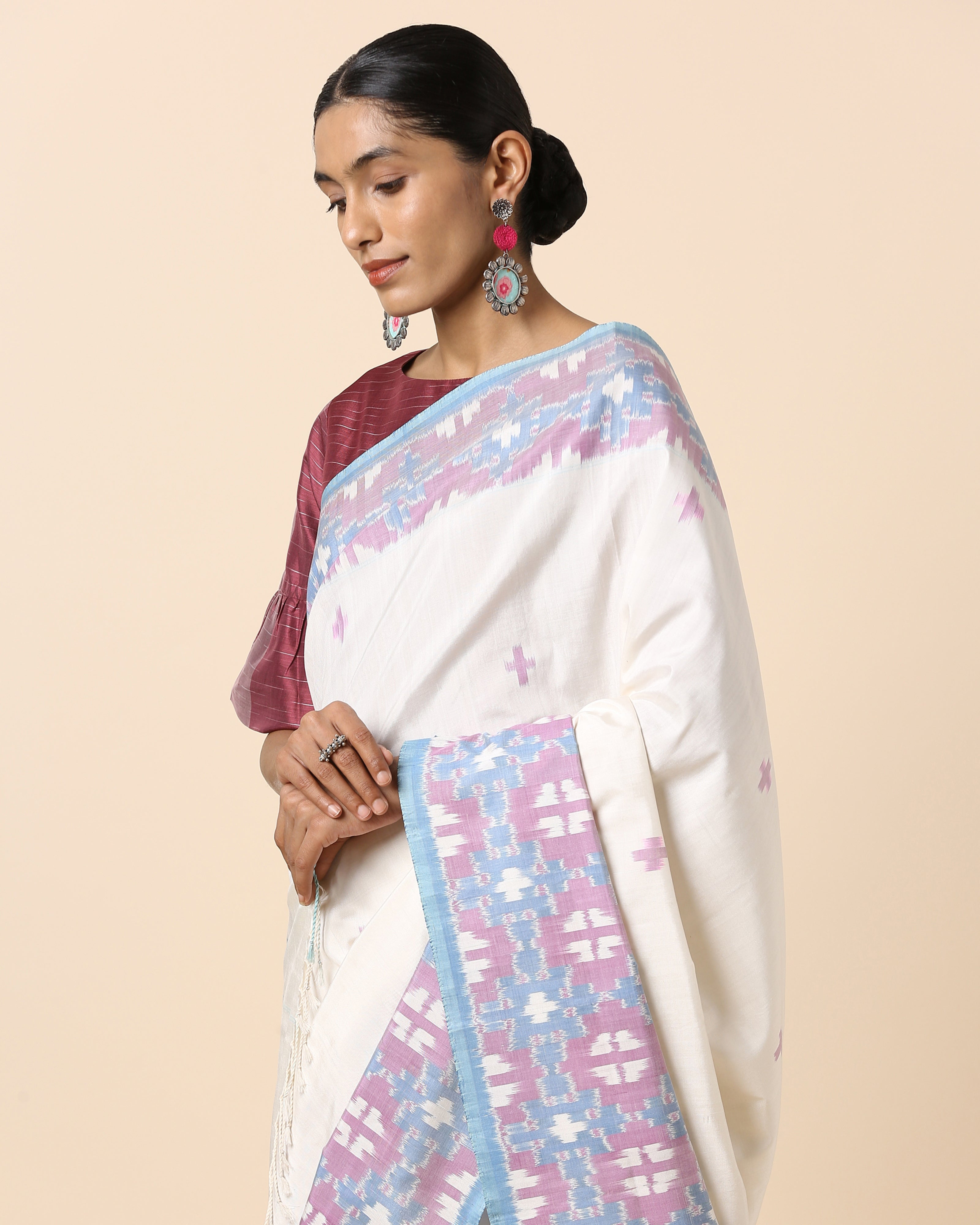 Poorva Pochampally Weft Ikat Cotton Silk Saree