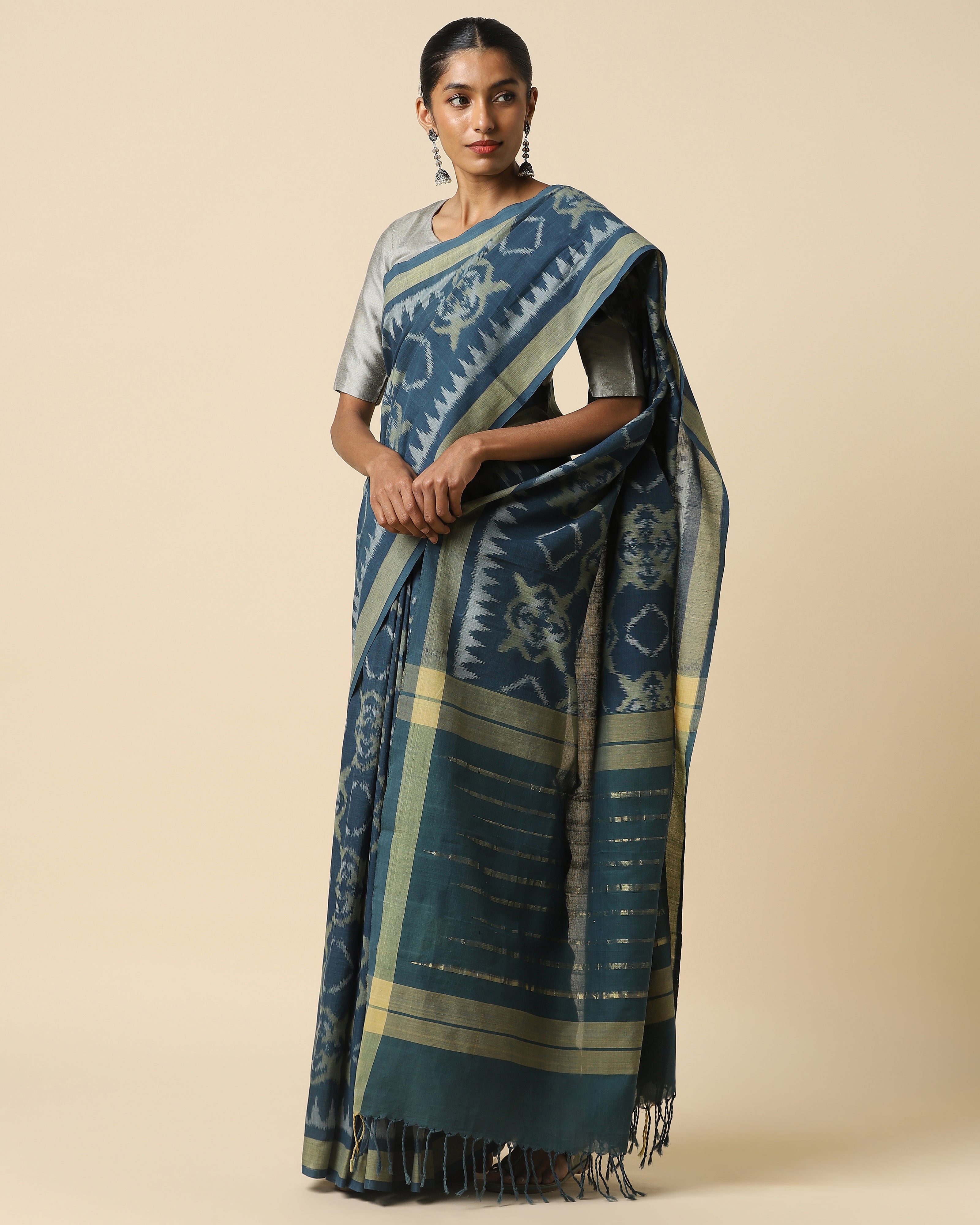 Naaz Pochampally Weft Ikat Cotton Saree