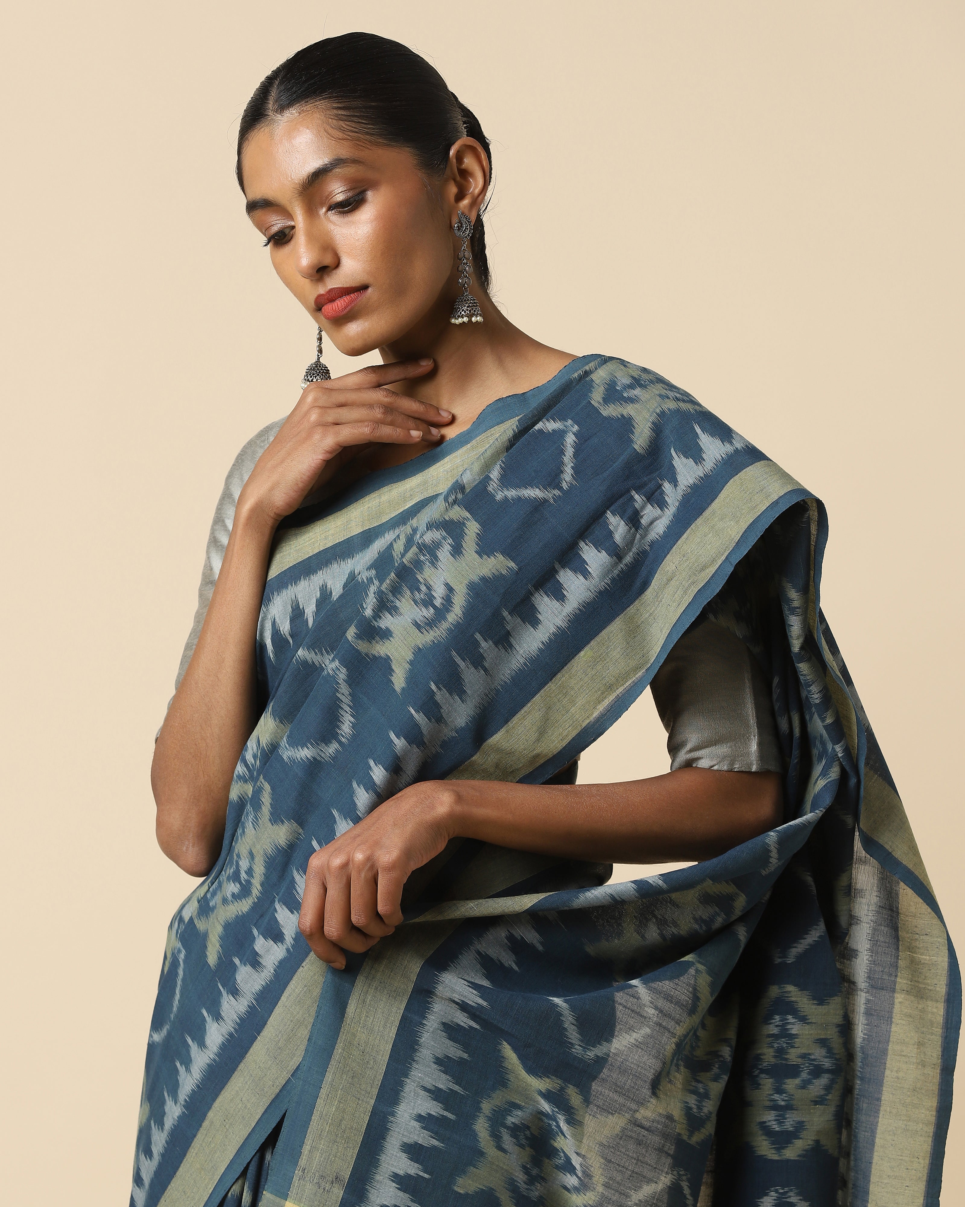 Naaz Pochampally Weft Ikat Cotton Saree